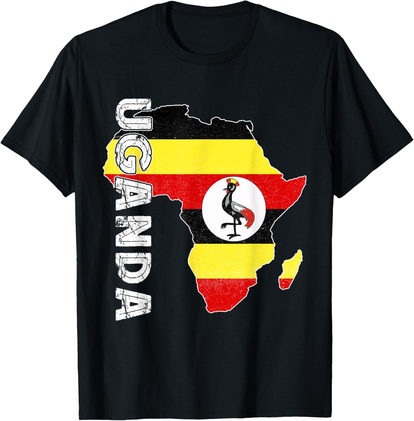 Uganda Map Ugandan Pride Ugandan Flag Africa Ugandan Roots T-Shirt - T-Shirt | Black