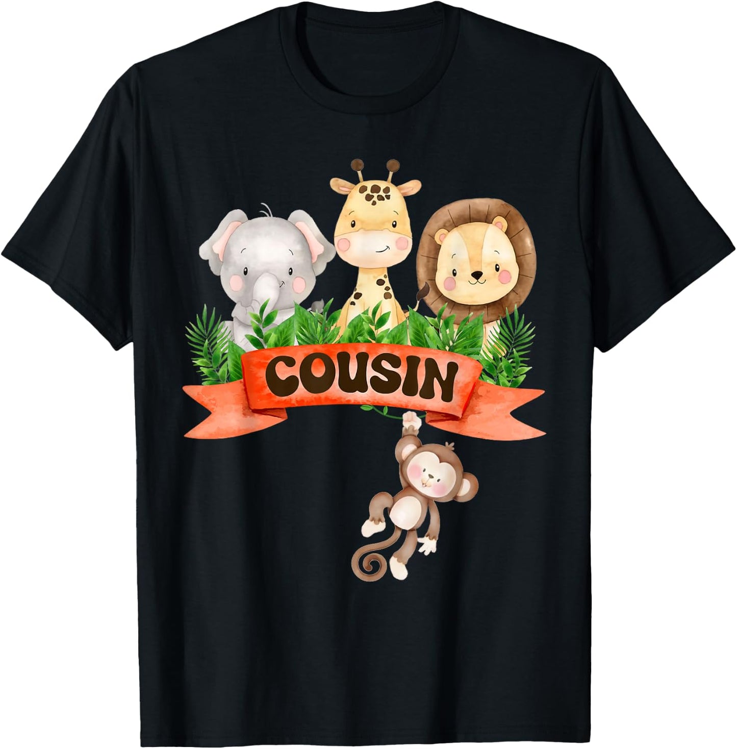 Cousin of the Wild One Zoo Birthday Safari Jungle Animal T-Shirt - T-Shirt | Black