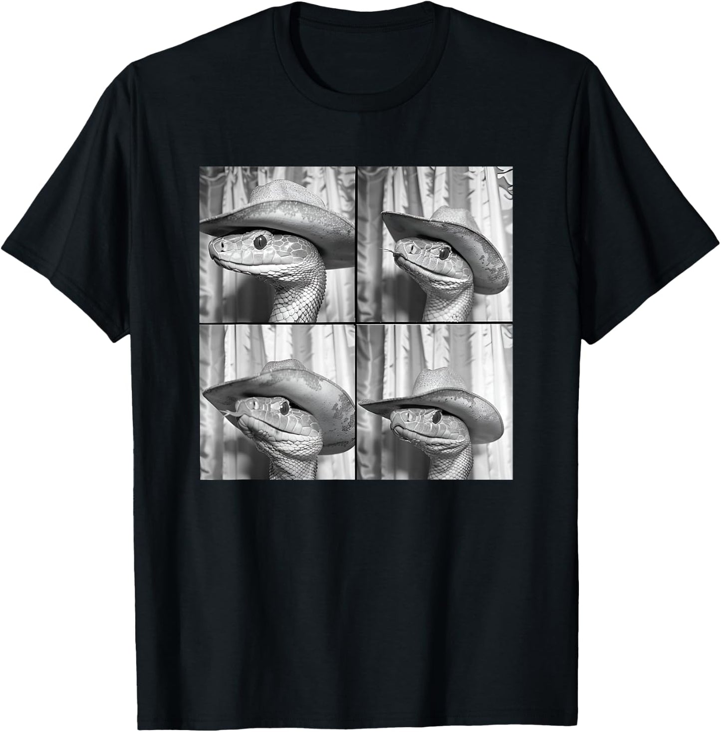 Snake Wearing Cowboy Hat Funny Animal Photobooth Rattlesnake T-Shirt - T-Shirt | Black