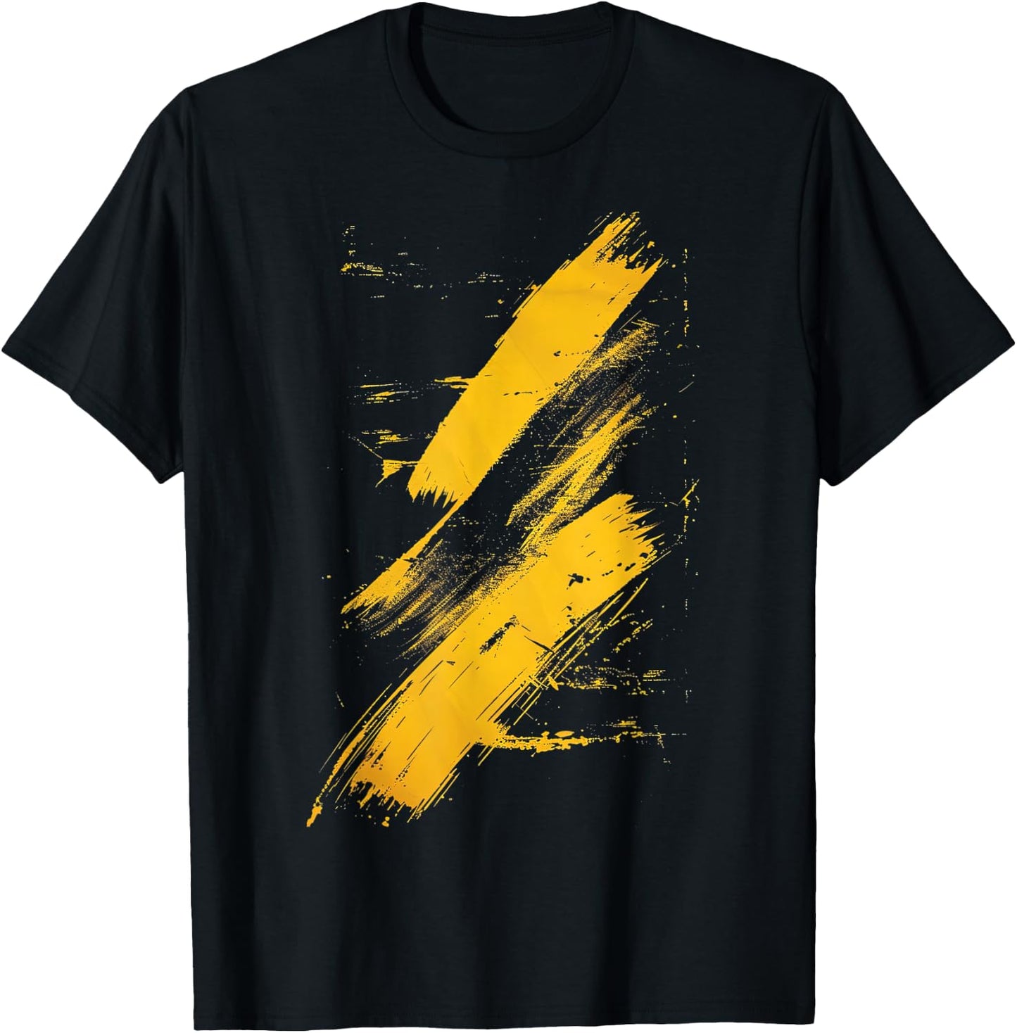 Yellow and Black Brushstrokes Graphic T-Shirt - T-Shirt | Black