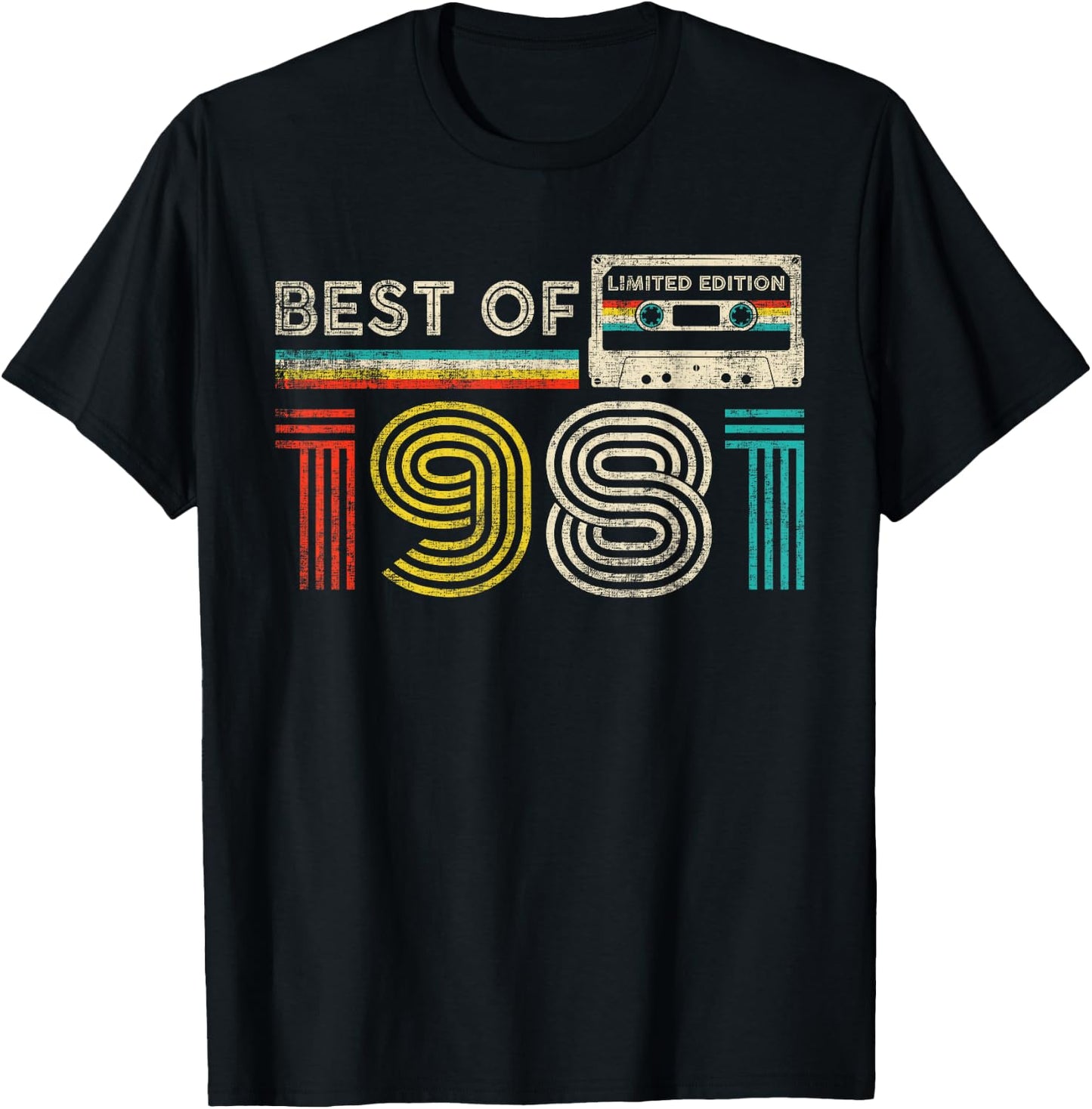 Best of 1981 44th Birthday 44 Years Old Men Women Vintage T-Shirt - T-Shirt | Black