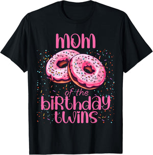 Mom Of The Birthday Twins T-Shirt - T-Shirt | Black