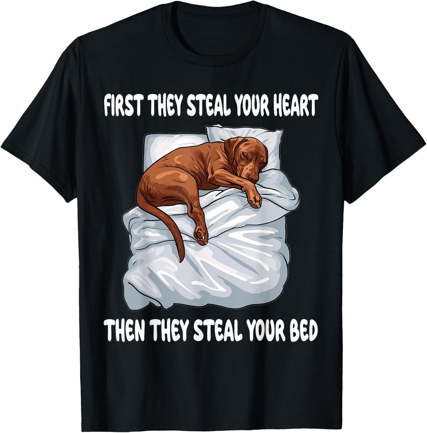 Vizsla Sleeping Pajamas Nightgown T-Shirt - T-Shirt | Black