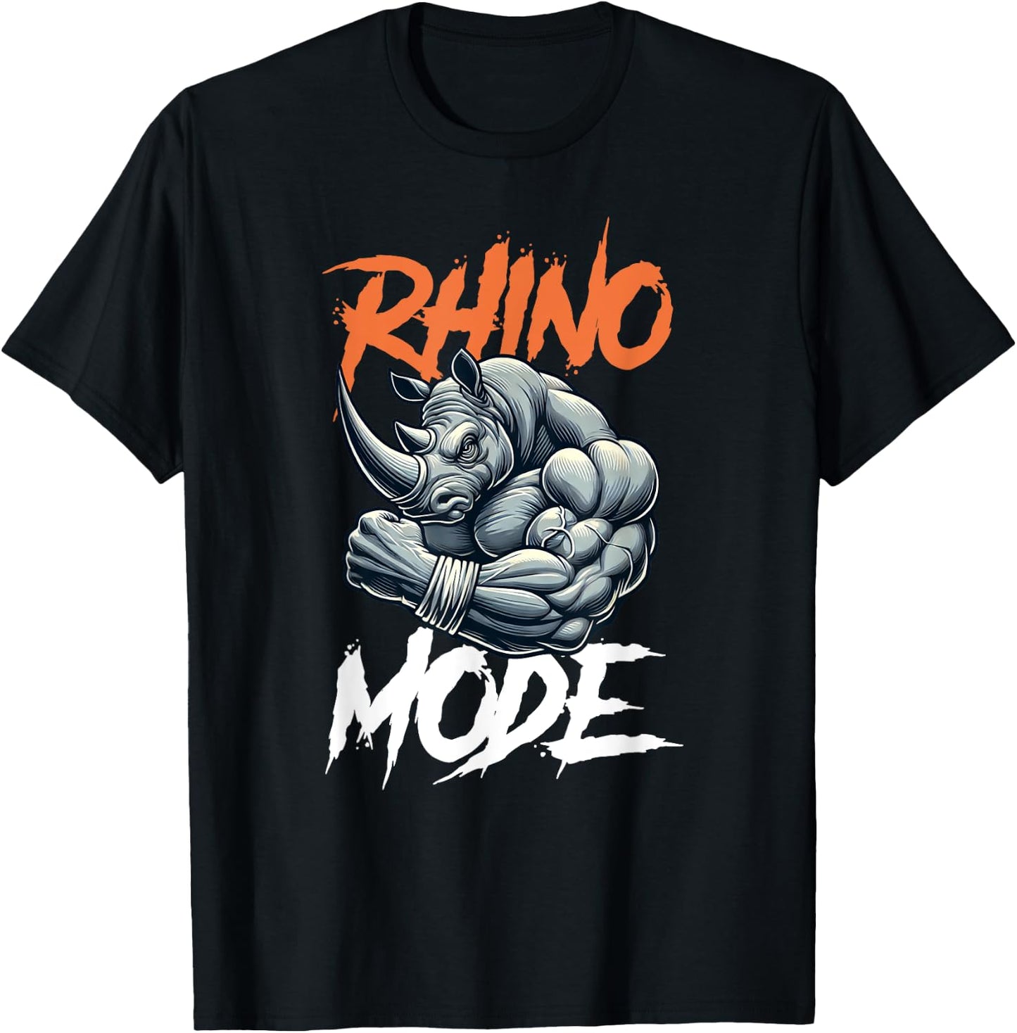 Vintage Art Rhino MODE Kawai Pet Lovers Funny Animal Happily T-Shirt - T-Shirt | Black