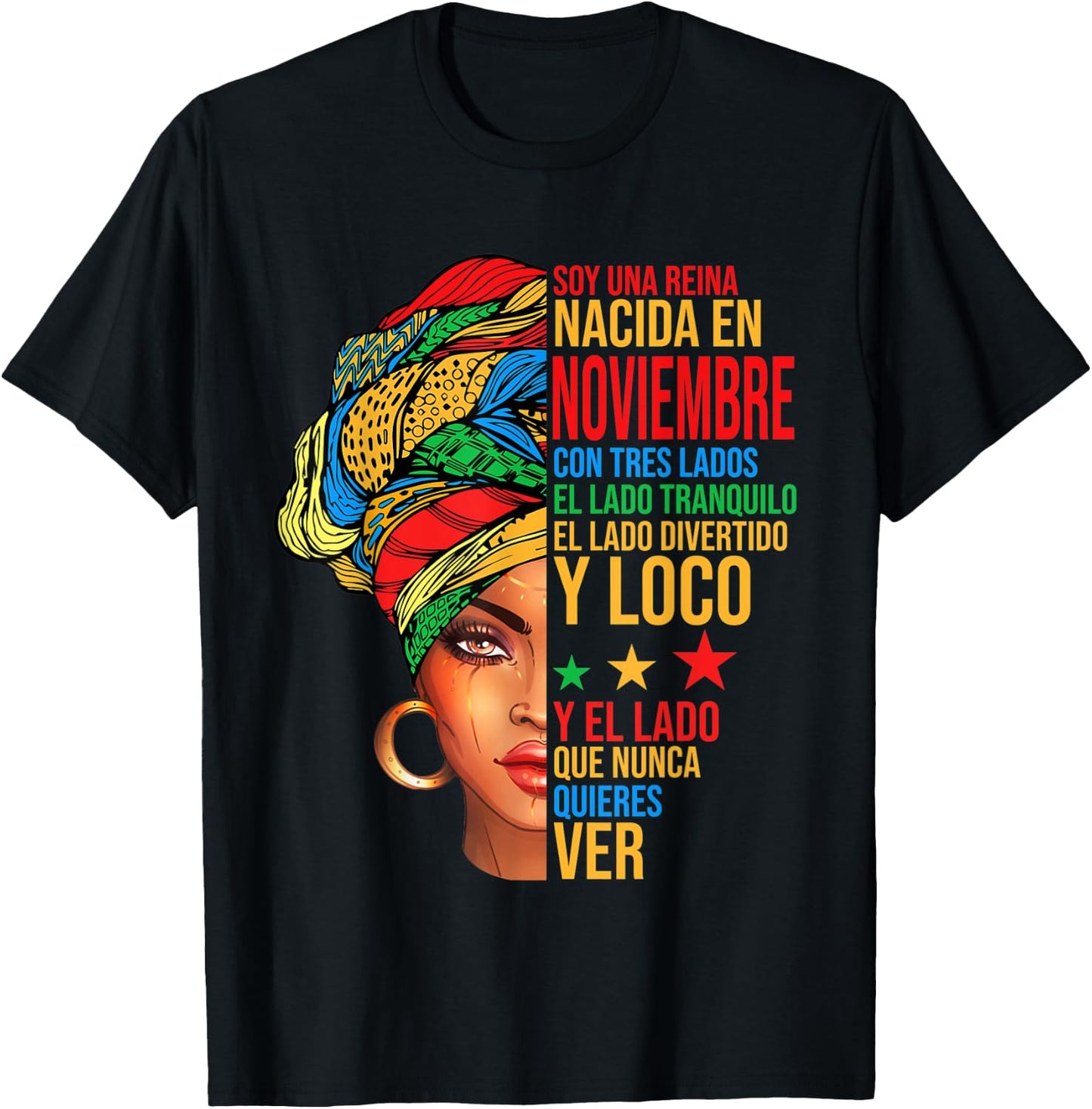 Soy Una Reina Nacida En Noviembre Con Tres Lados Birthday T-Shirt - T-Shirt | Black
