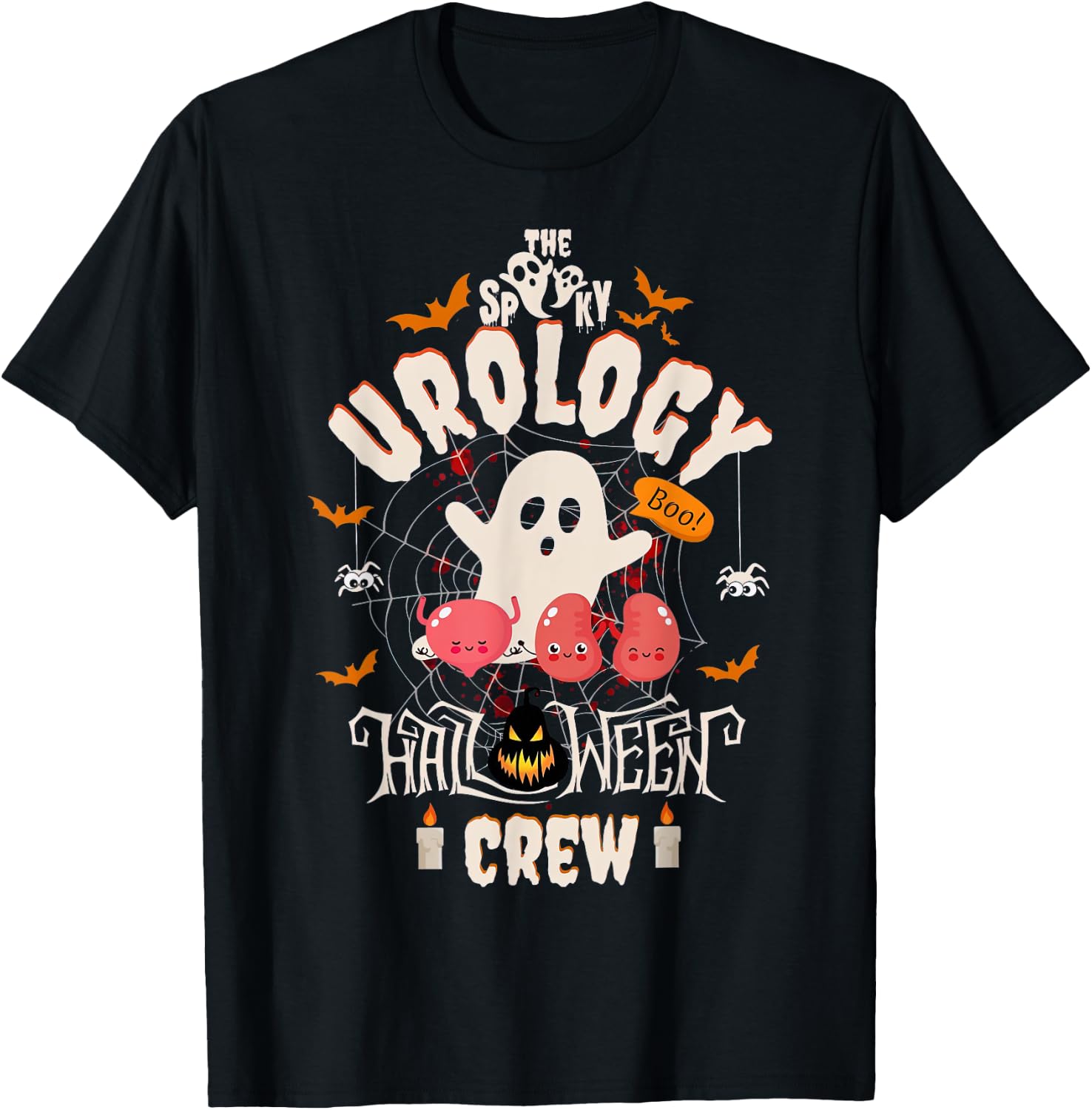 Spooky Urology Halloween Crew Cute Ghost Nurse Student T-Shirt - T-Shirt | Black