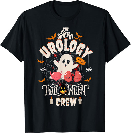 Spooky Urology Halloween Crew Cute Ghost Nurse Student T-Shirt - T-Shirt | Black