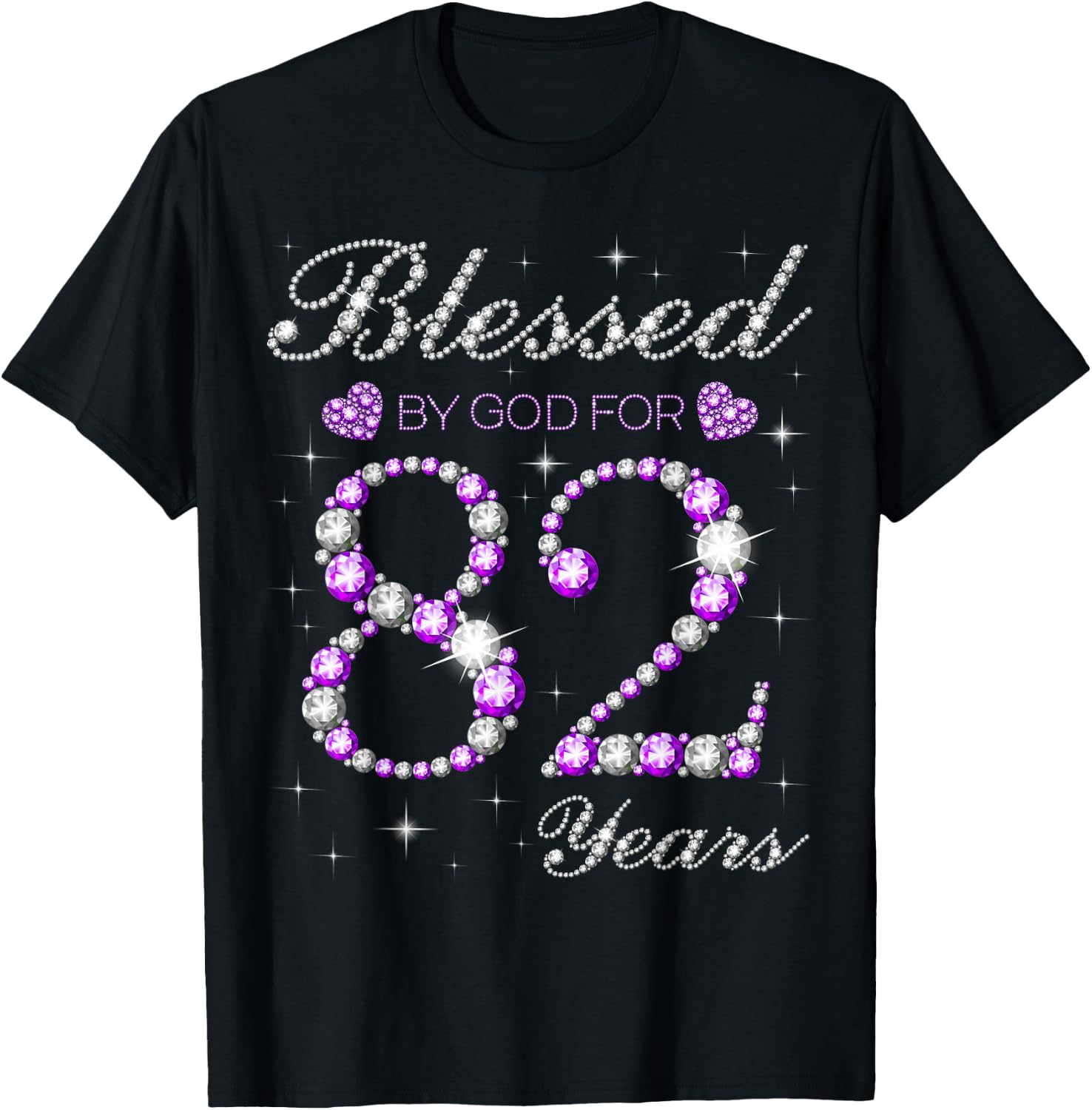 Blessed By God For 82 Years Old 82nd Birthday Party B-day T-Shirt - T-Shirt | Black