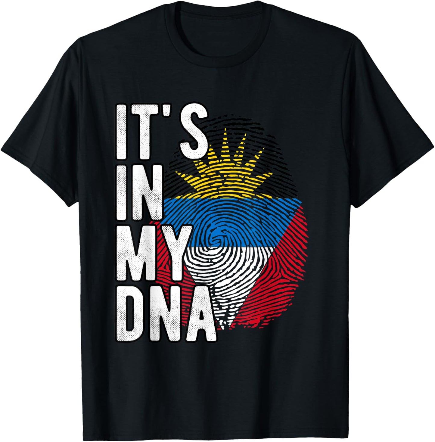 Funny it's in my DNA Antigua and Barbuda flag Fingerprint T-Shirt - T-Shirt | Black