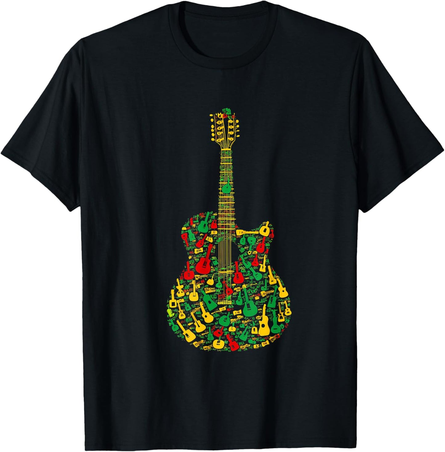 Reggae Guitar Rastafari Roots Rasta Reggae Music T-Shirt - T-Shirt | Black