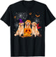 Funny Pumpkin Witch Golden Retriever Dog Halloween Gifts Women Kids T-Shirt - T-Shirt | Black