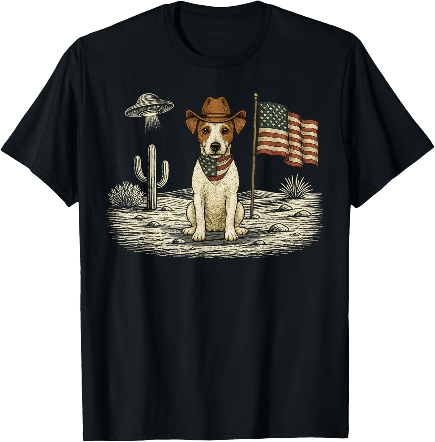 Jack Russell Terrier 4th of July US American Flag Patriotic T-Shirt - T-Shirt | Black