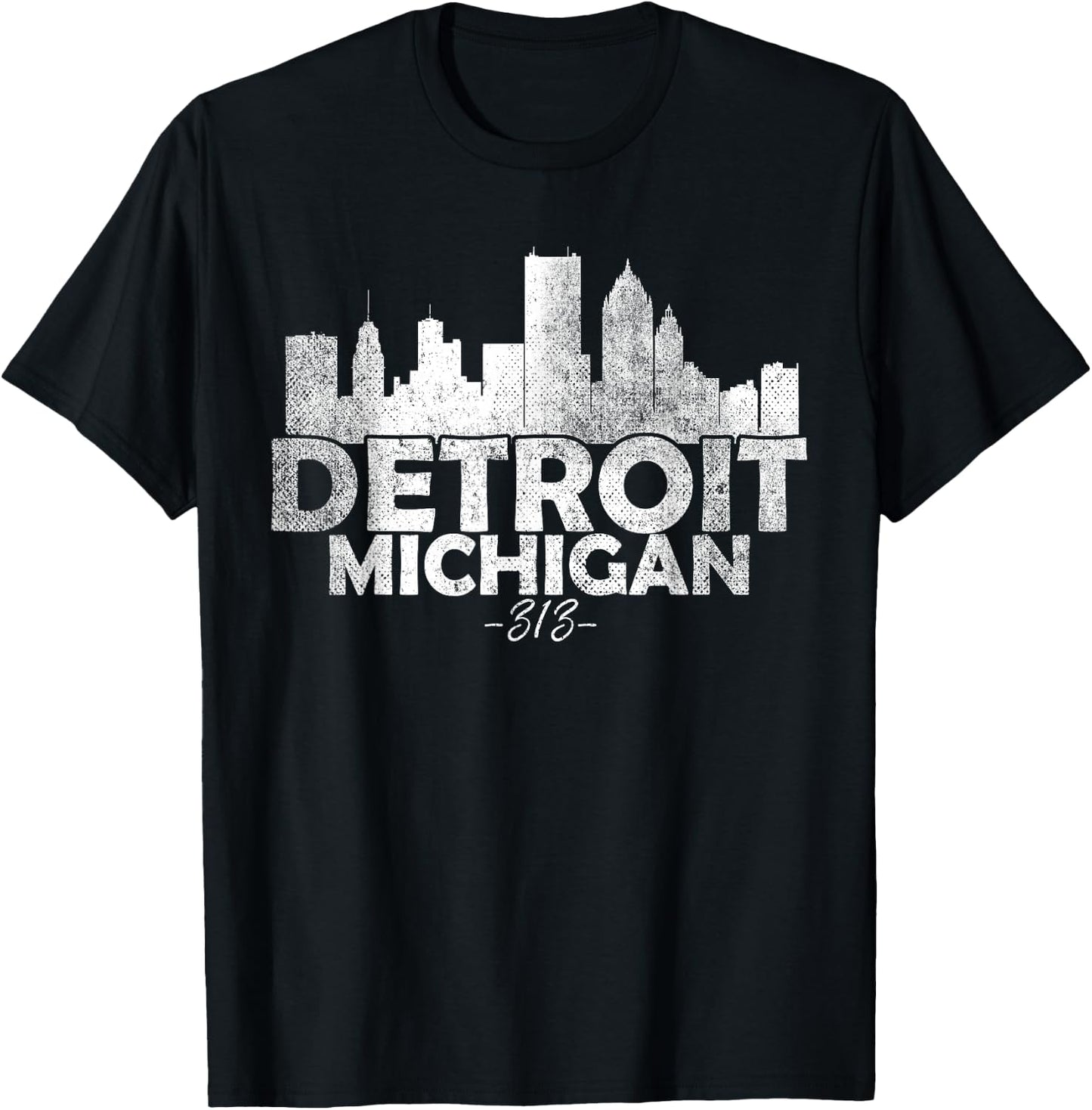Detroit Michigan MI | Skyline , Small, Black T-Shirt - T-Shirt | Black