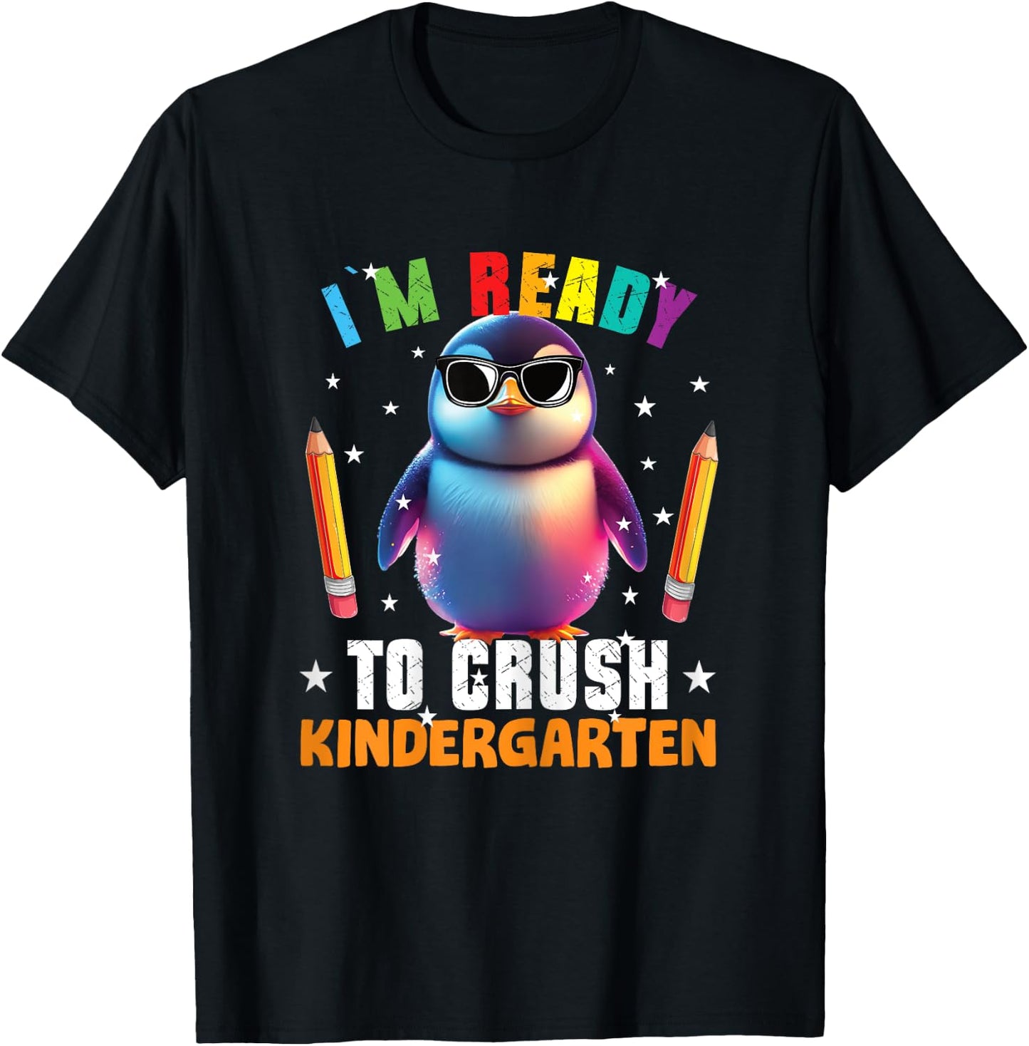 Crush Kindergarten funny Penguin Back to School Girls Gift T-Shirt - T-Shirt | Black