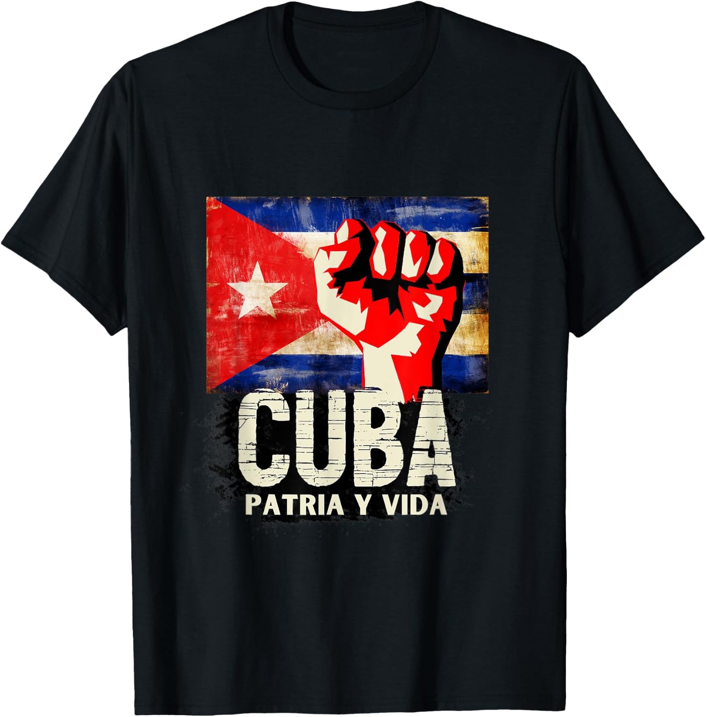 Cuba Patria Y Vida Shirt SOS Cuba Flag Shirt T-Shirt - T-Shirt | Black