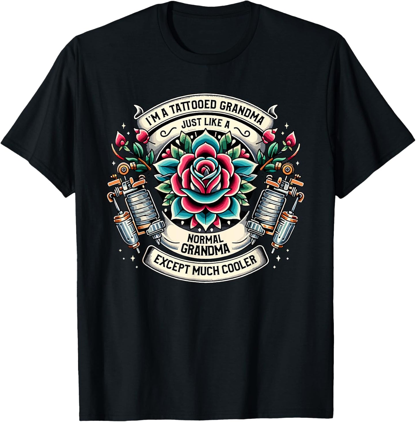 Tattooed Grandma Tattoo Tattooing Ink Tattoos Grandmother T-Shirt - T-Shirt | Black