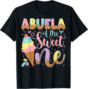 Abuela Of The Sweet One Ice Cream 1St Birthday Party T-Shirt - T-Shirt | Black