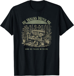 In The Garden Christian Hymn of Praise Lyrics Jesus Faith T-Shirt - T-Shirt | Black