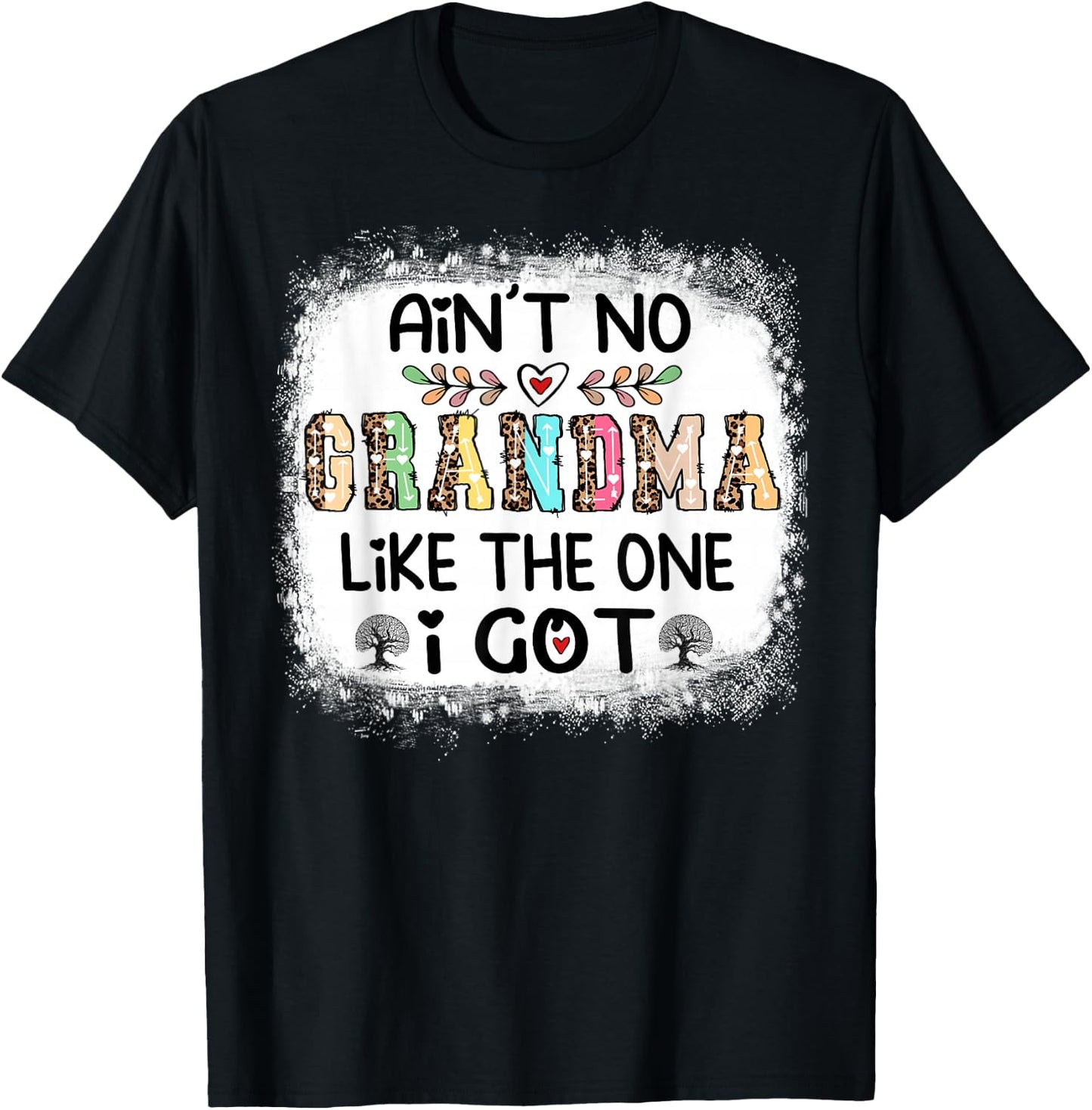 Ain't No Grandma Like The One I Got Leopard Family Reunion T-Shirt - T-Shirt | Black