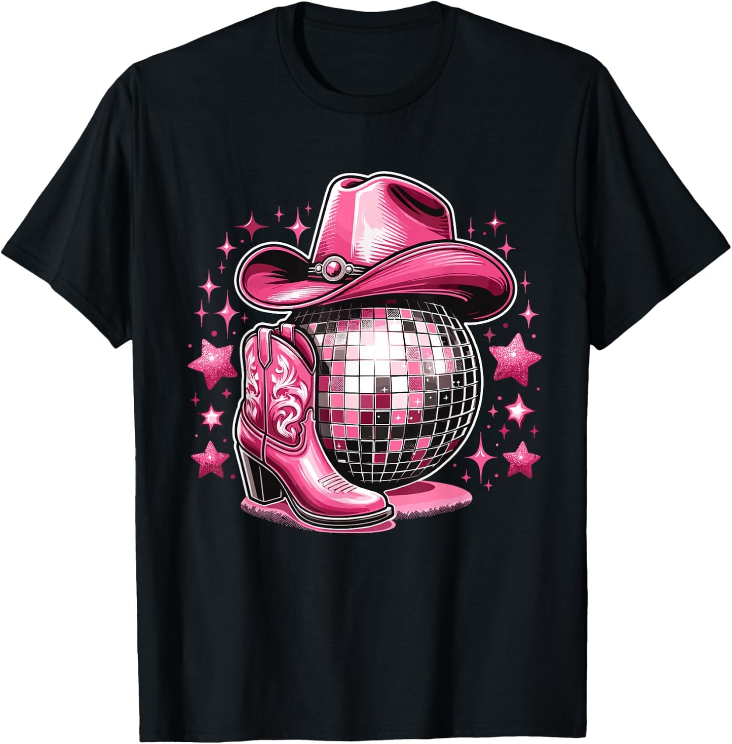 Western Cowgirl Rodeo Disco Retro Bachelorette Party T-Shirt - T-Shirt | Black