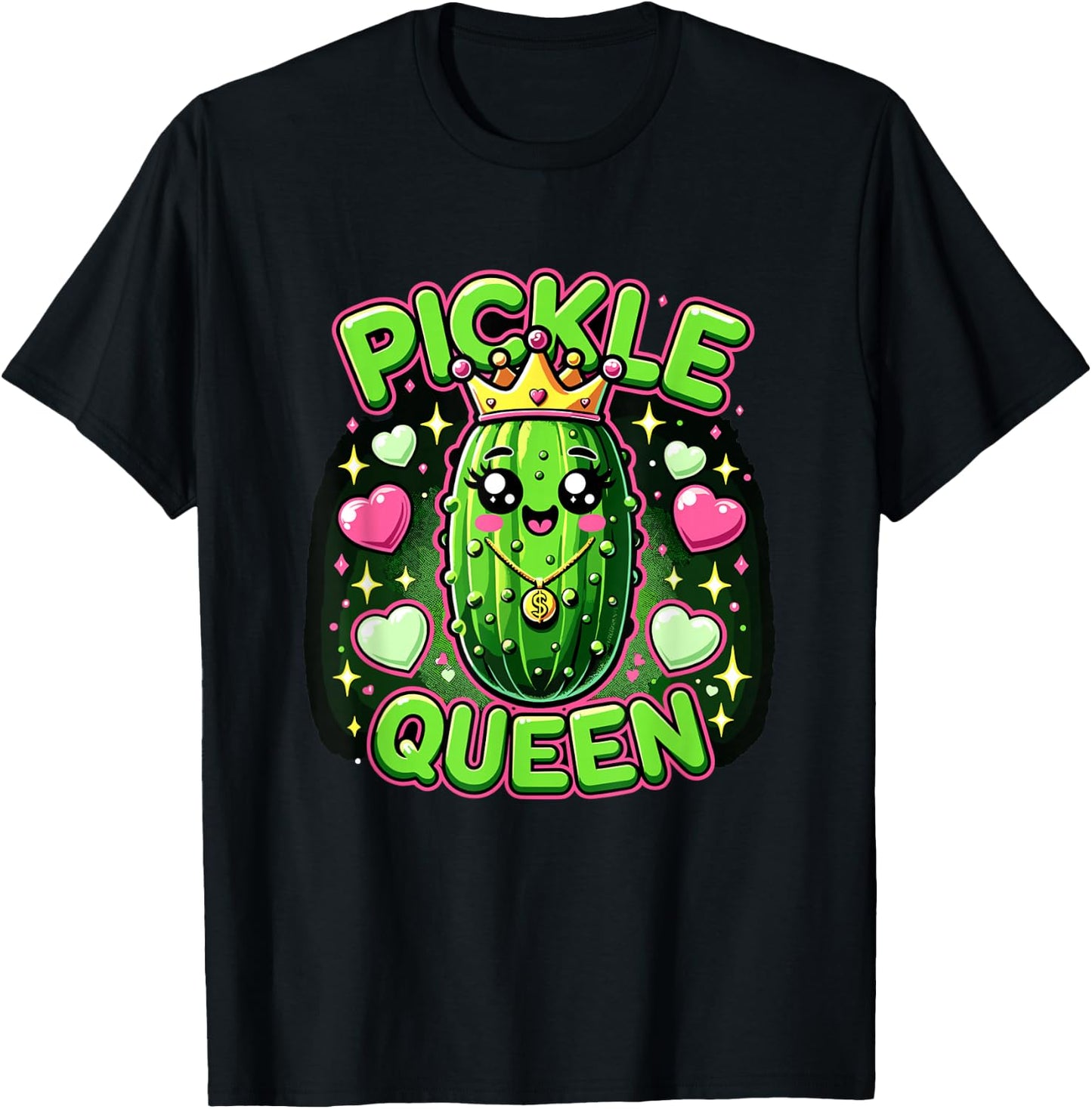 Pickle Queen for Girls and Women funny pickle T-Shirt - T-Shirt | Black