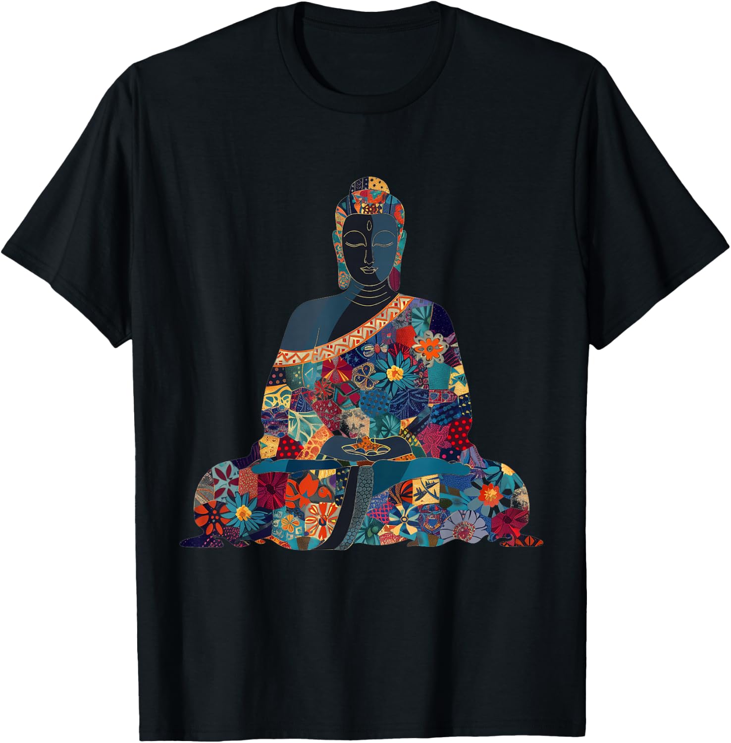 Buddha Vintage Flowers Zen Buddhist Buddhism Yoga Spiritual T-Shirt - T-Shirt | Black