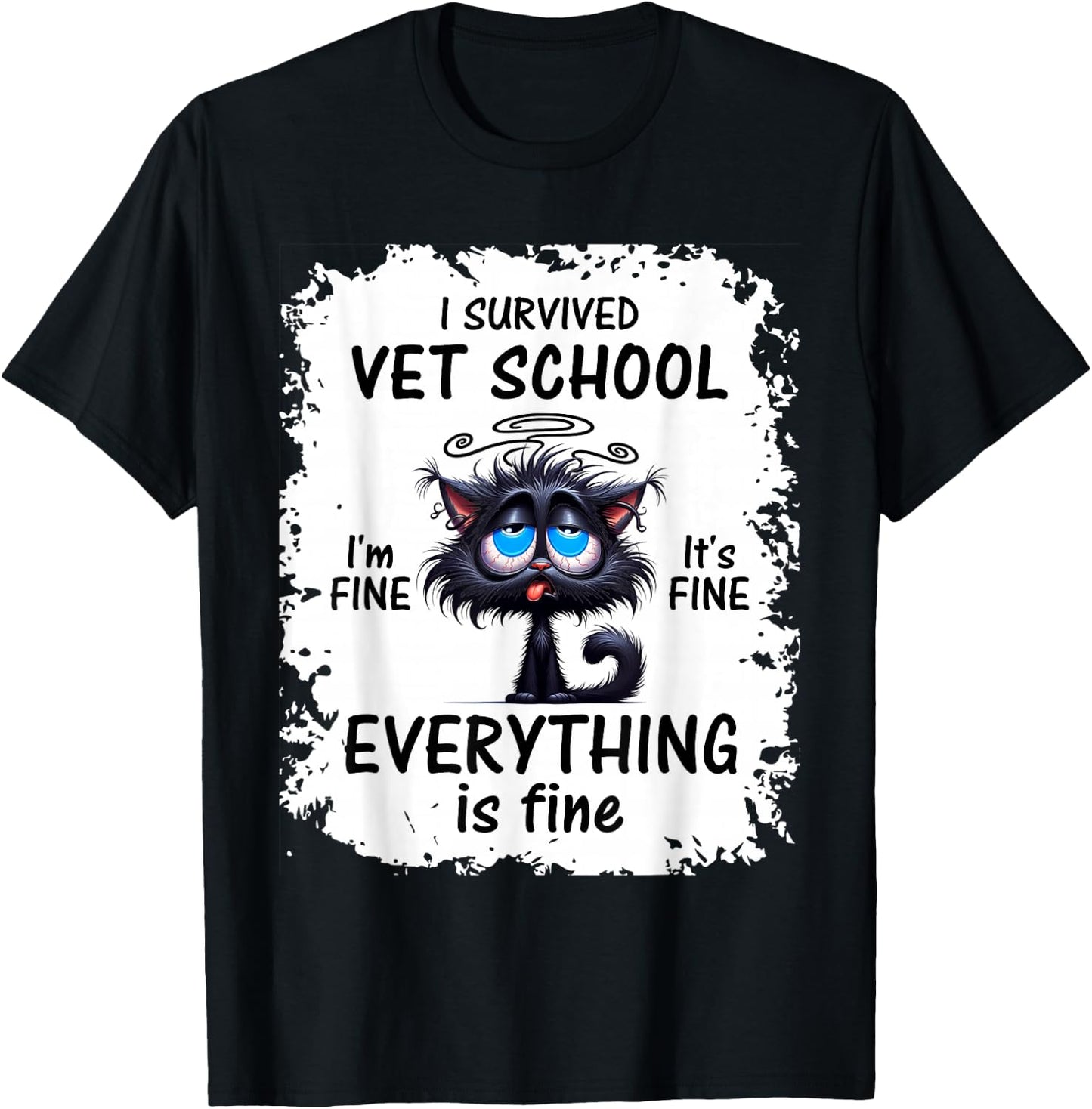 I Survived Vet School Cat T-Shirt - T-Shirt | Black