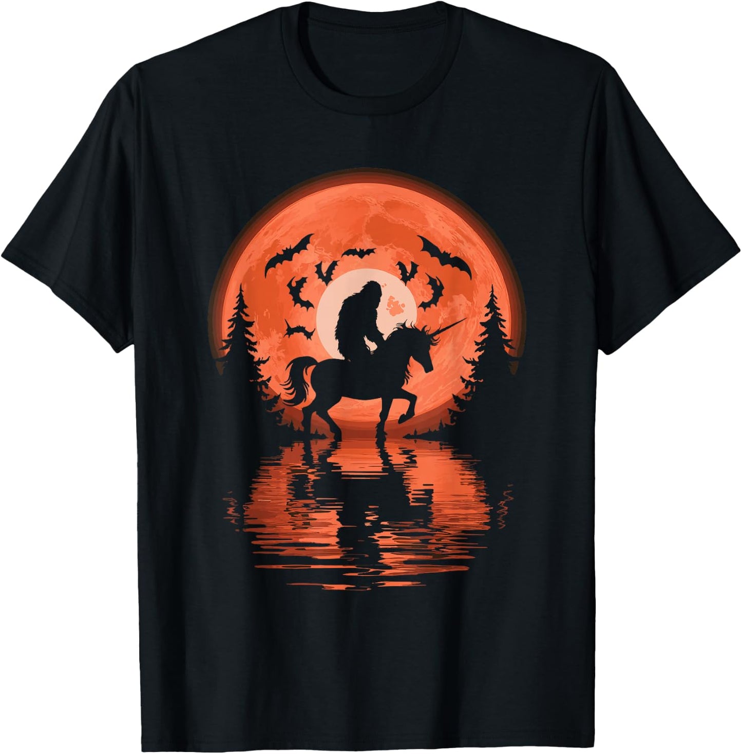 Bigfoot Riding Unicorn T-Shirt - T-Shirt | Black