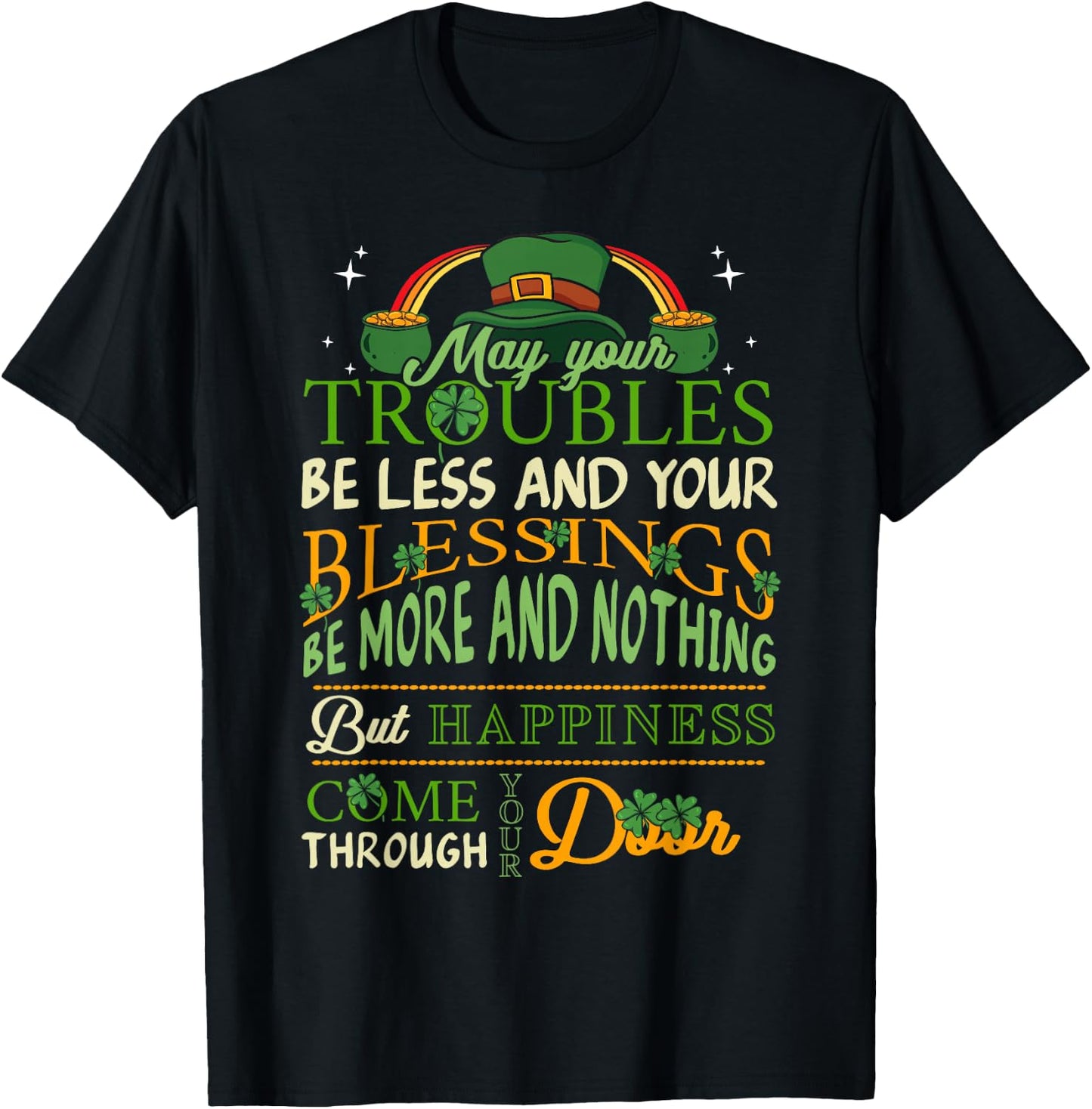 Irish Blessing St Patricks Day Leprechaun Rainbow Irish Gift Small T-Shirt - T-Shirt | Black