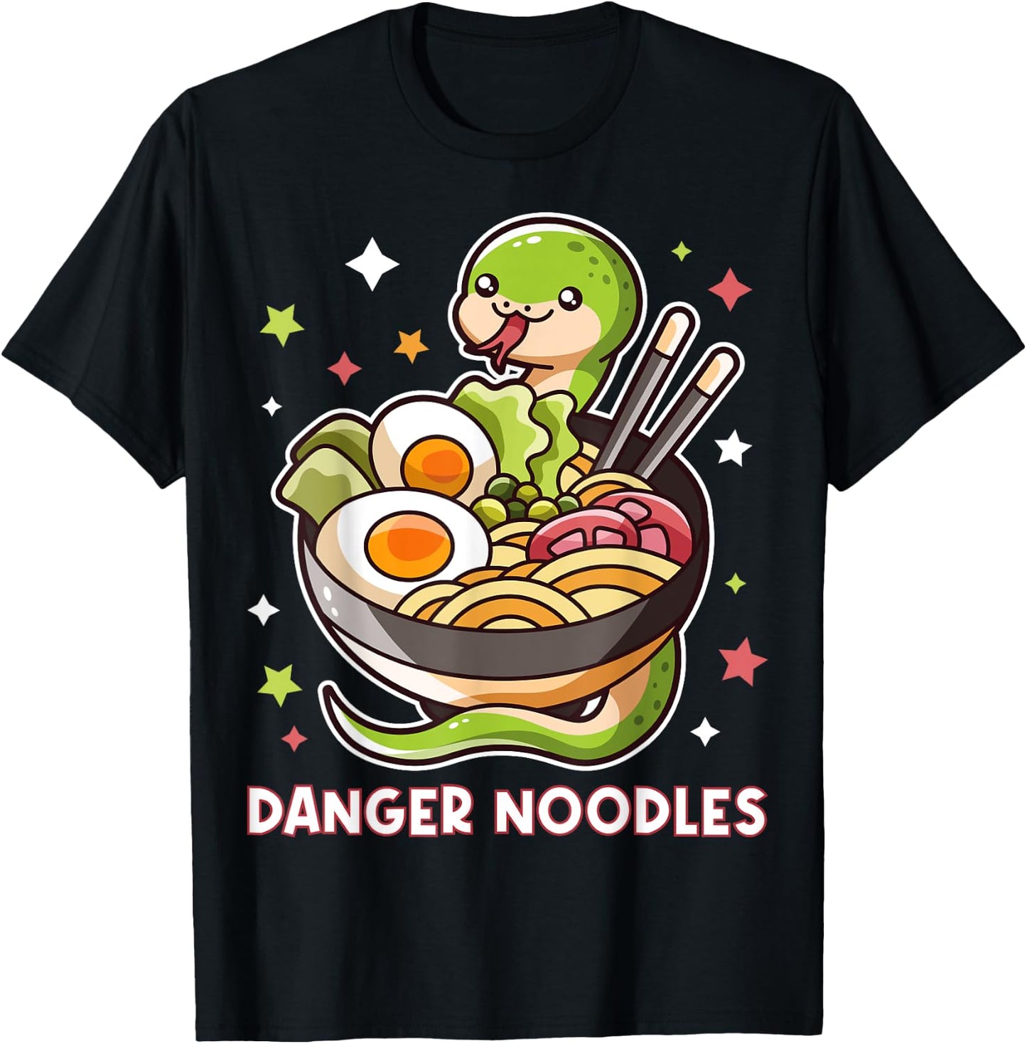 Danger Noodles Snake In A Ramen Noodles Bowl Kawaii Outfit T-Shirt - T-Shirt | Black