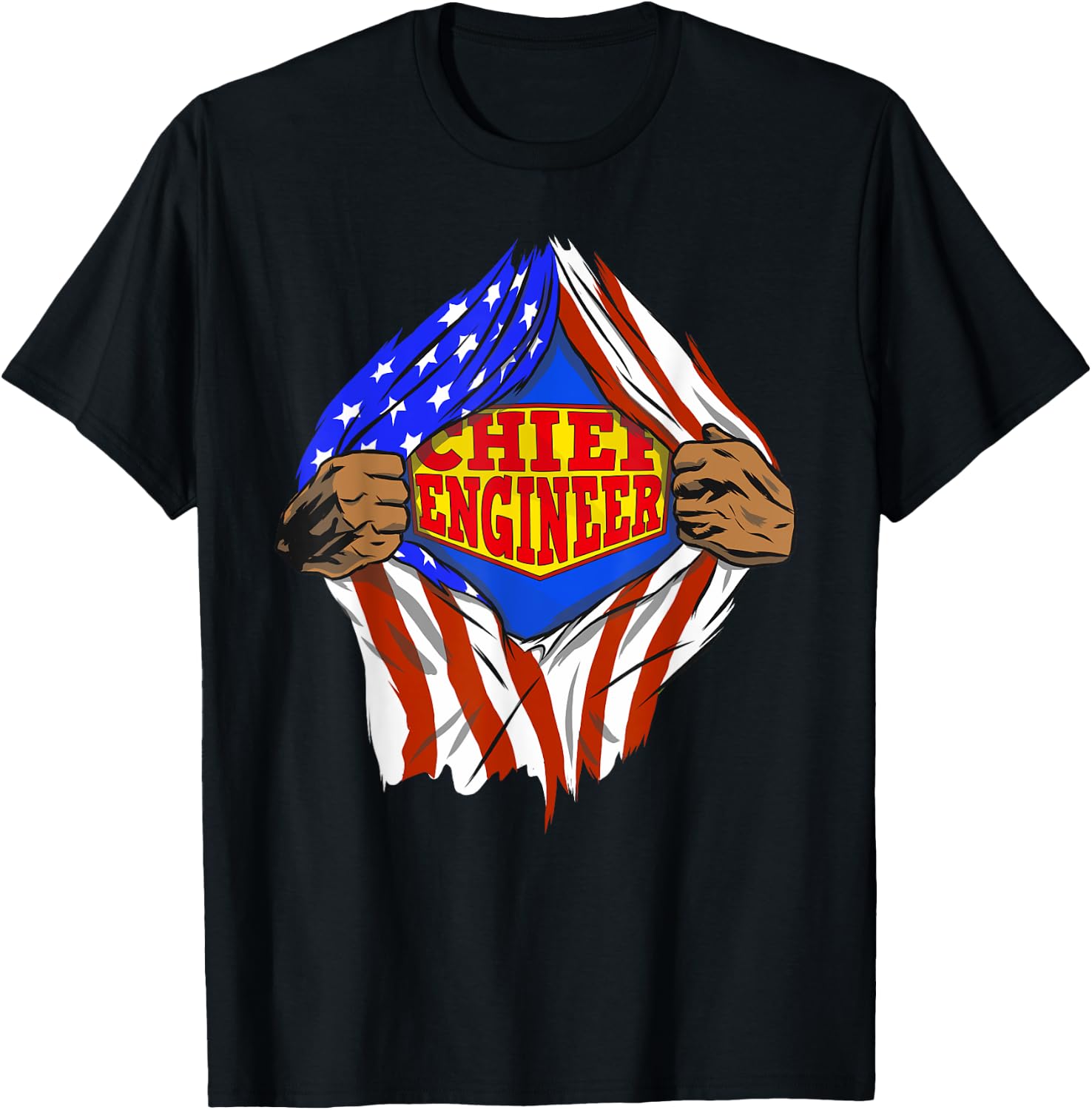 Funny Super Chief Engineer Hero Job T-Shirt - T-Shirt | Black