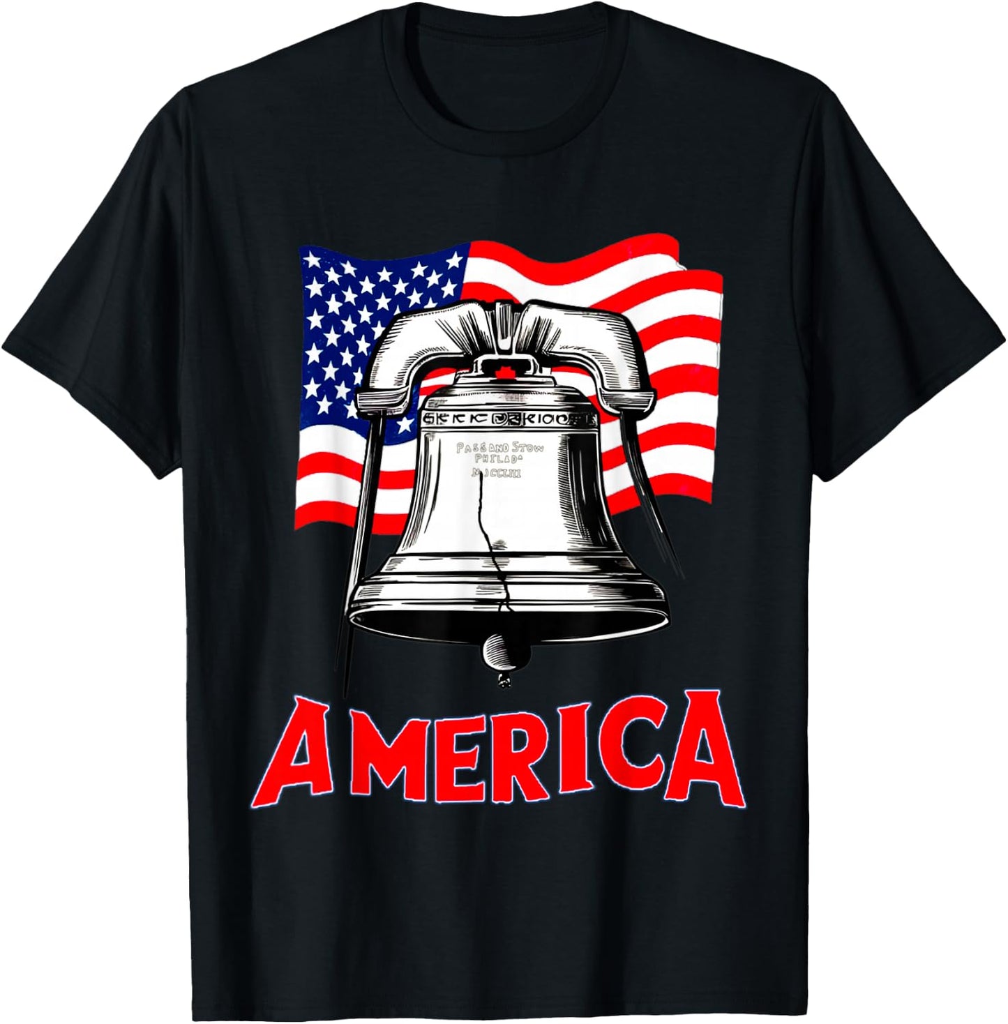 Liberty Bell and America Let freedom Ring T-Shirt - T-Shirt | Black