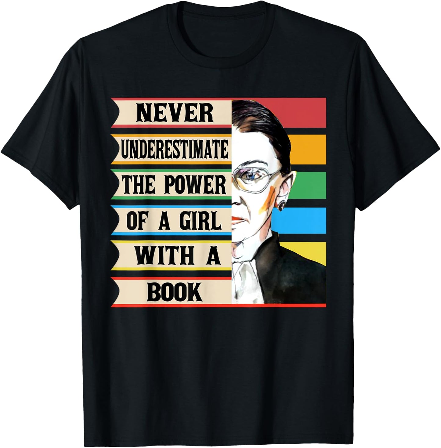 Vintage Never Underestimate The Power Of A Girl With A Book T-Shirt - T-Shirt | Black