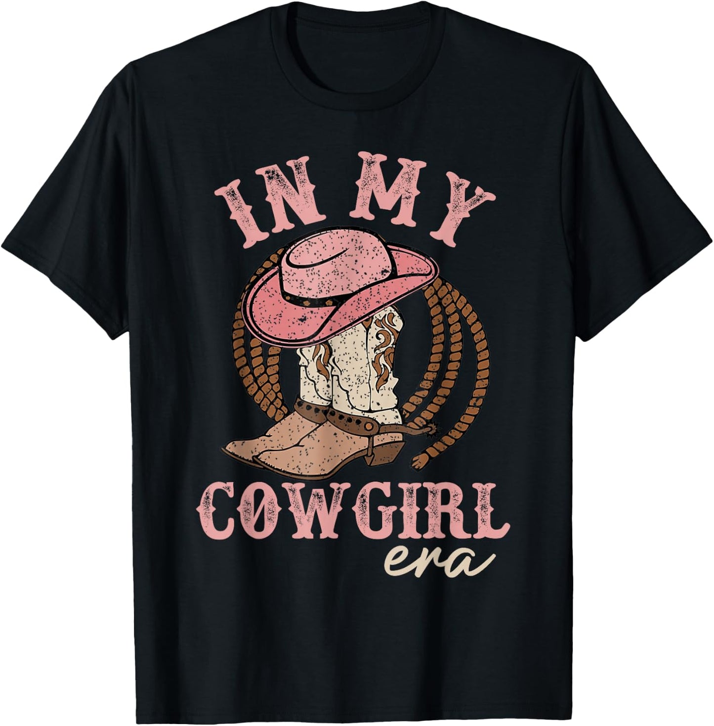 In My Cowgirl Era Groovy Cute Western Rodeo Cowgirl T-Shirt - T-Shirt | Black