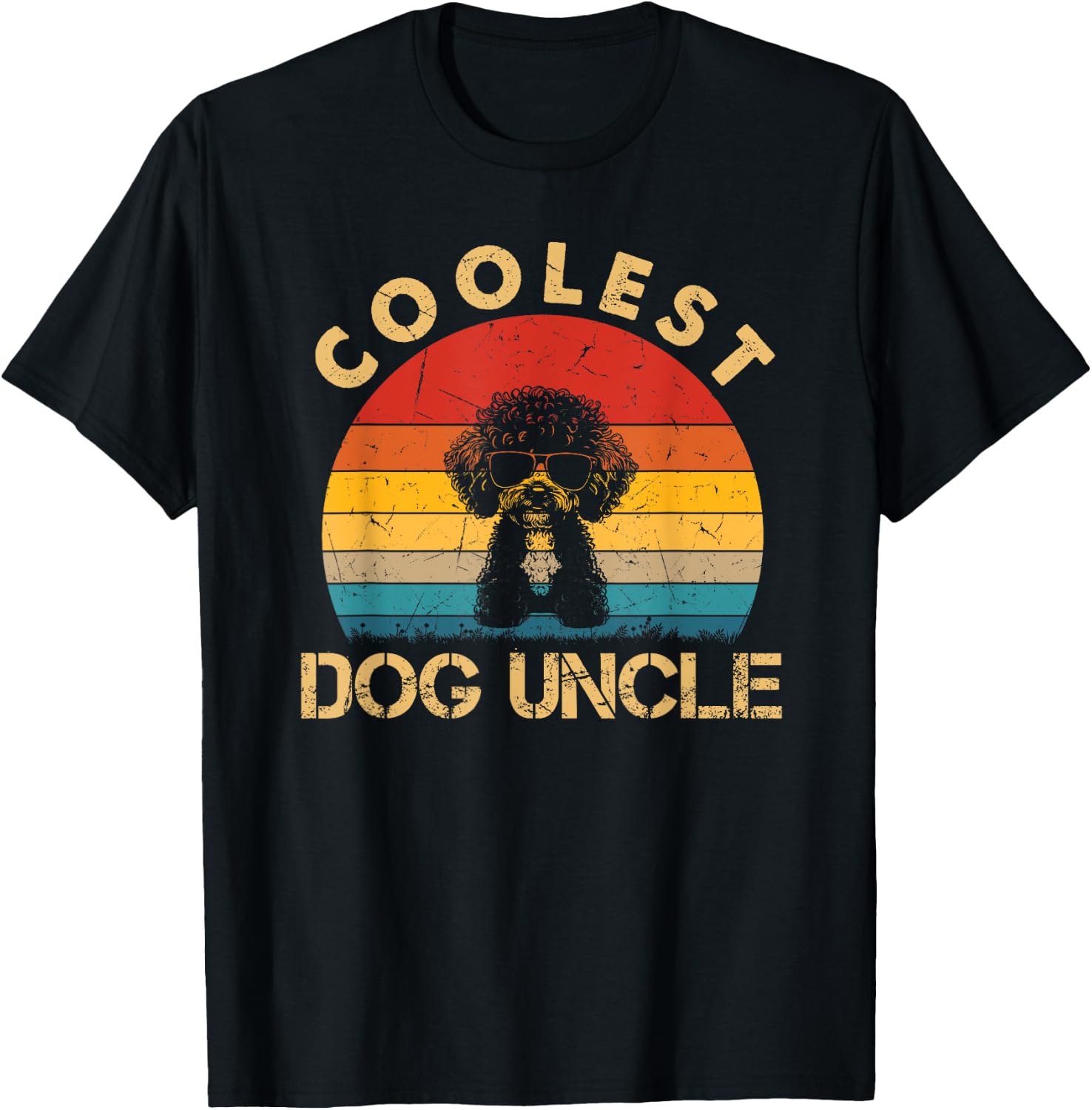 Coolest Toy Poodle Uncle Funny Dog Sunglasses Fathers Day Men Women Kids T-Shirt - T-Shirt | Black