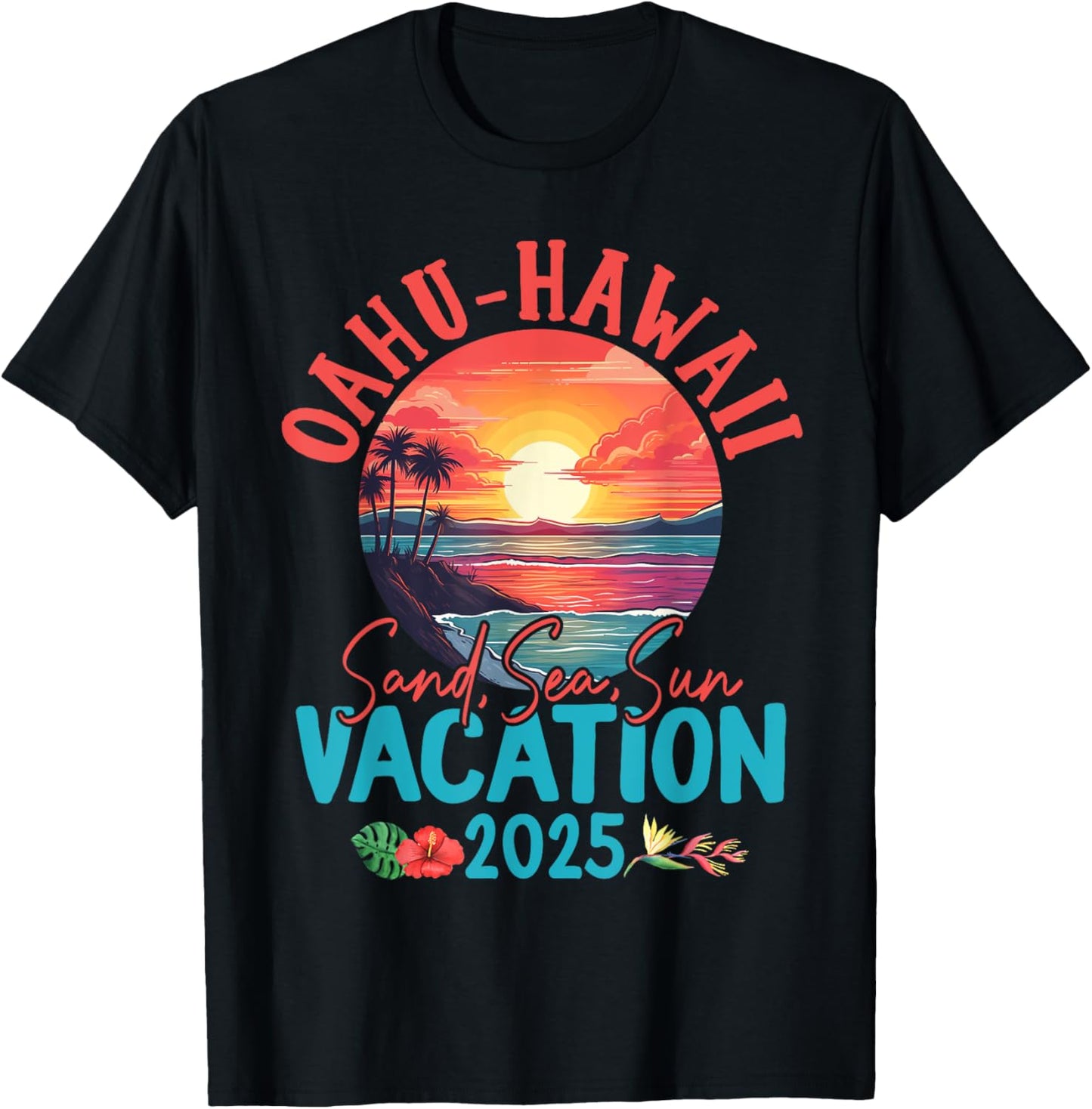 Oahu Hawaii Vacation 2025 Souvenir Matching Family Group T-Shirt - T-Shirt | Black