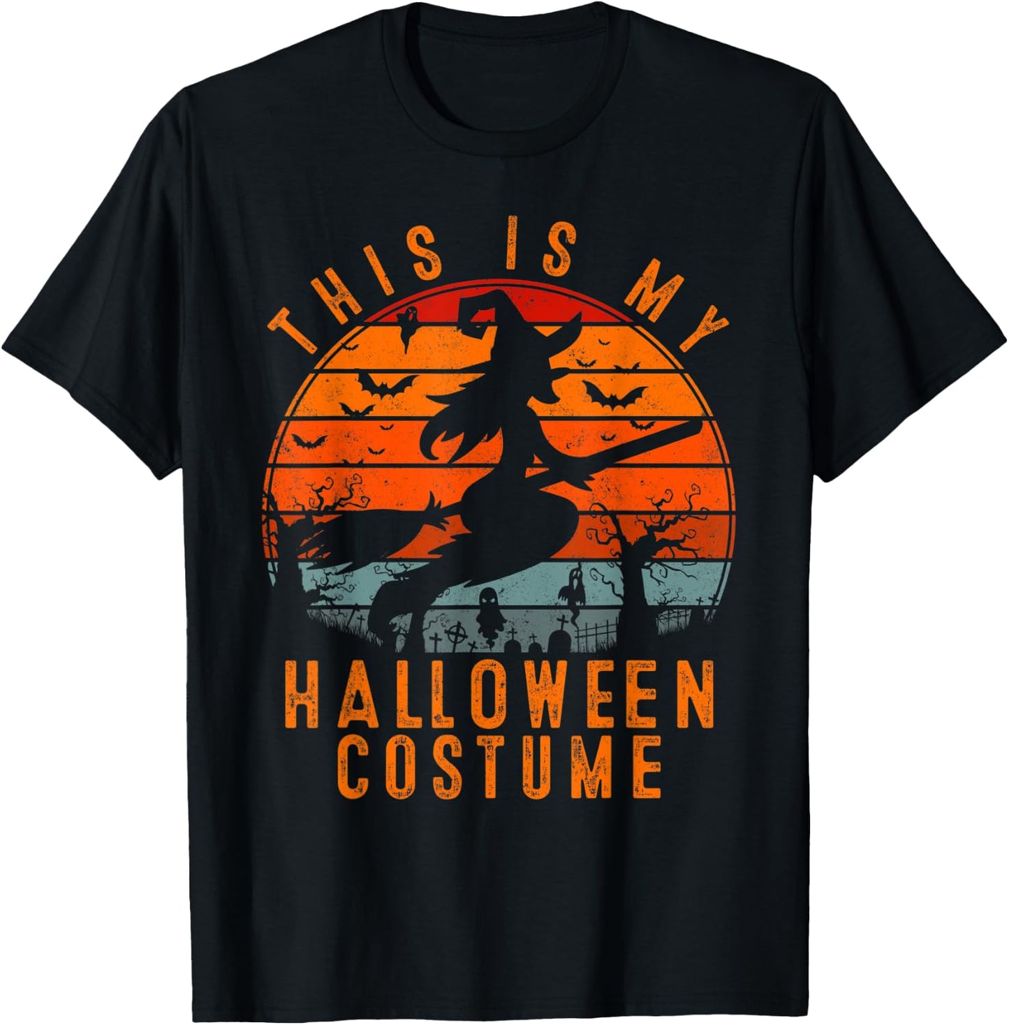 This is My Halloween Costume with Witch Gift Moon Scary T-Shirt - T-Shirt | Black