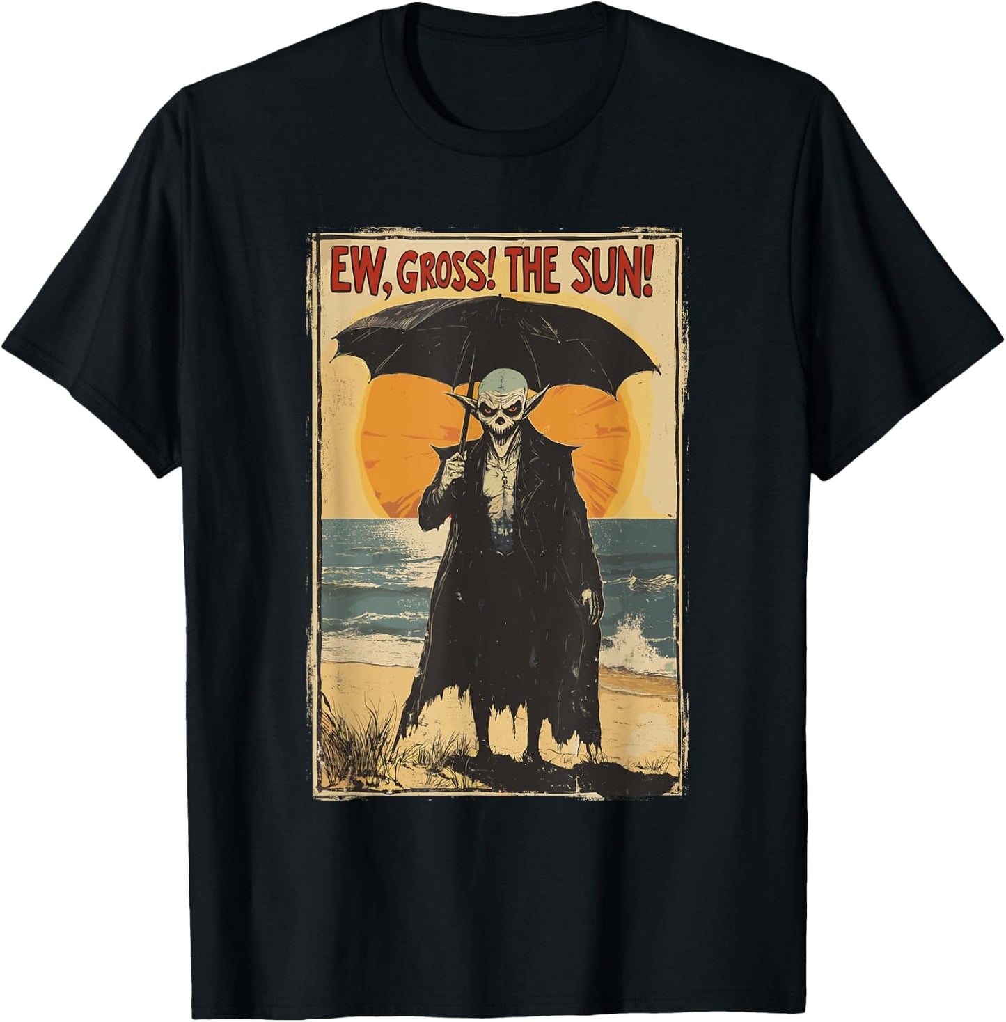 Summer Goth Vampire Beach Funny Emo Gothic Ew Gross The Sun T-Shirt - T-Shirt | Black