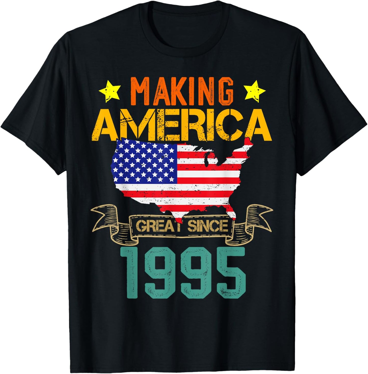 Make America Great Since 1995 American Flag 4th Of July Men T-Shirt - T-Shirt | Black