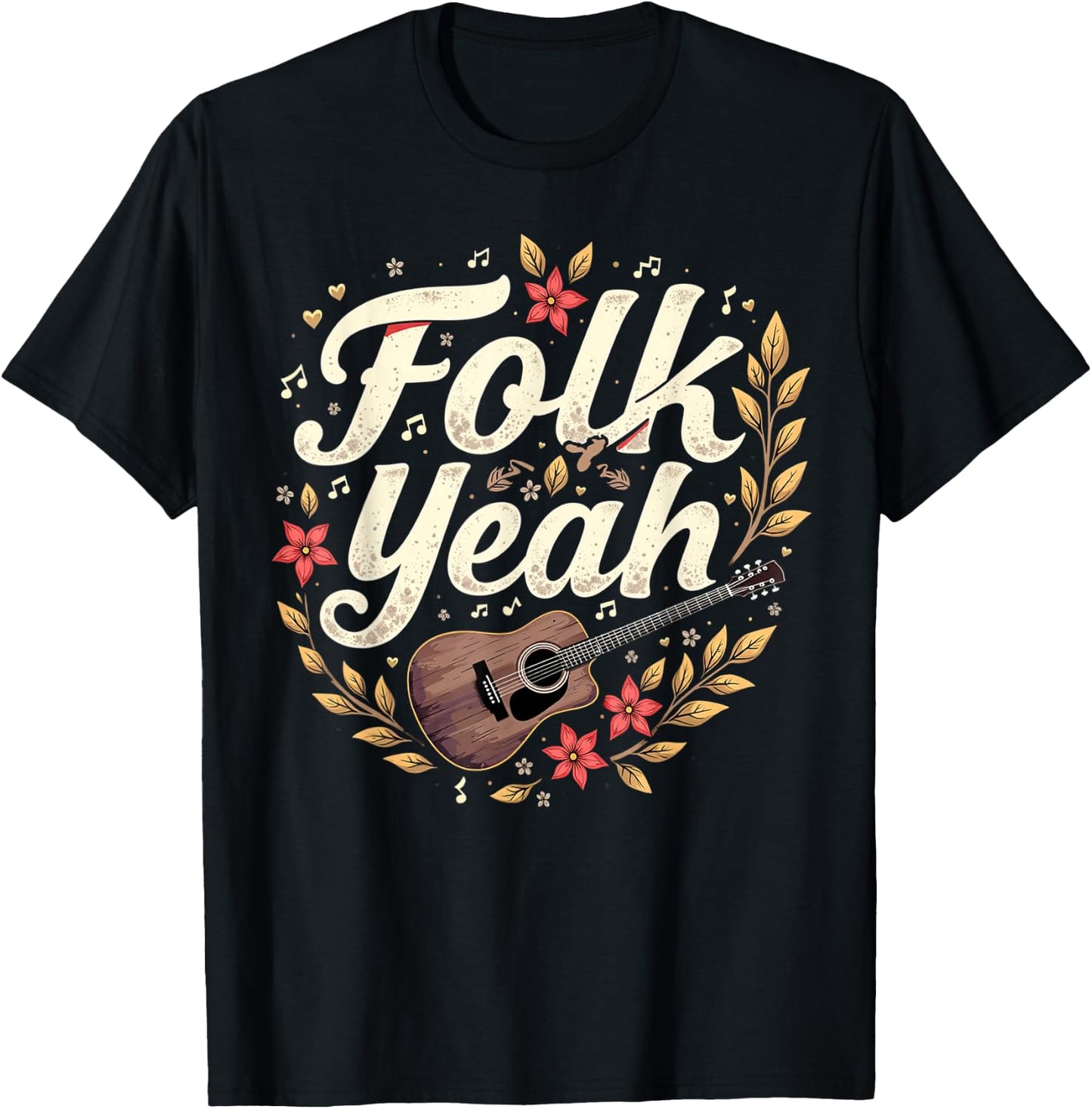 Folk Yeah Country Music Traditional American Folk T-Shirt - T-Shirt | Black