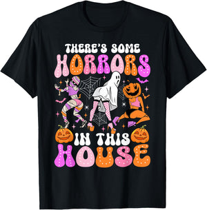 There's Some Horrors In This House Funny Halloween Men Women T-Shirt - T-Shirt | Black