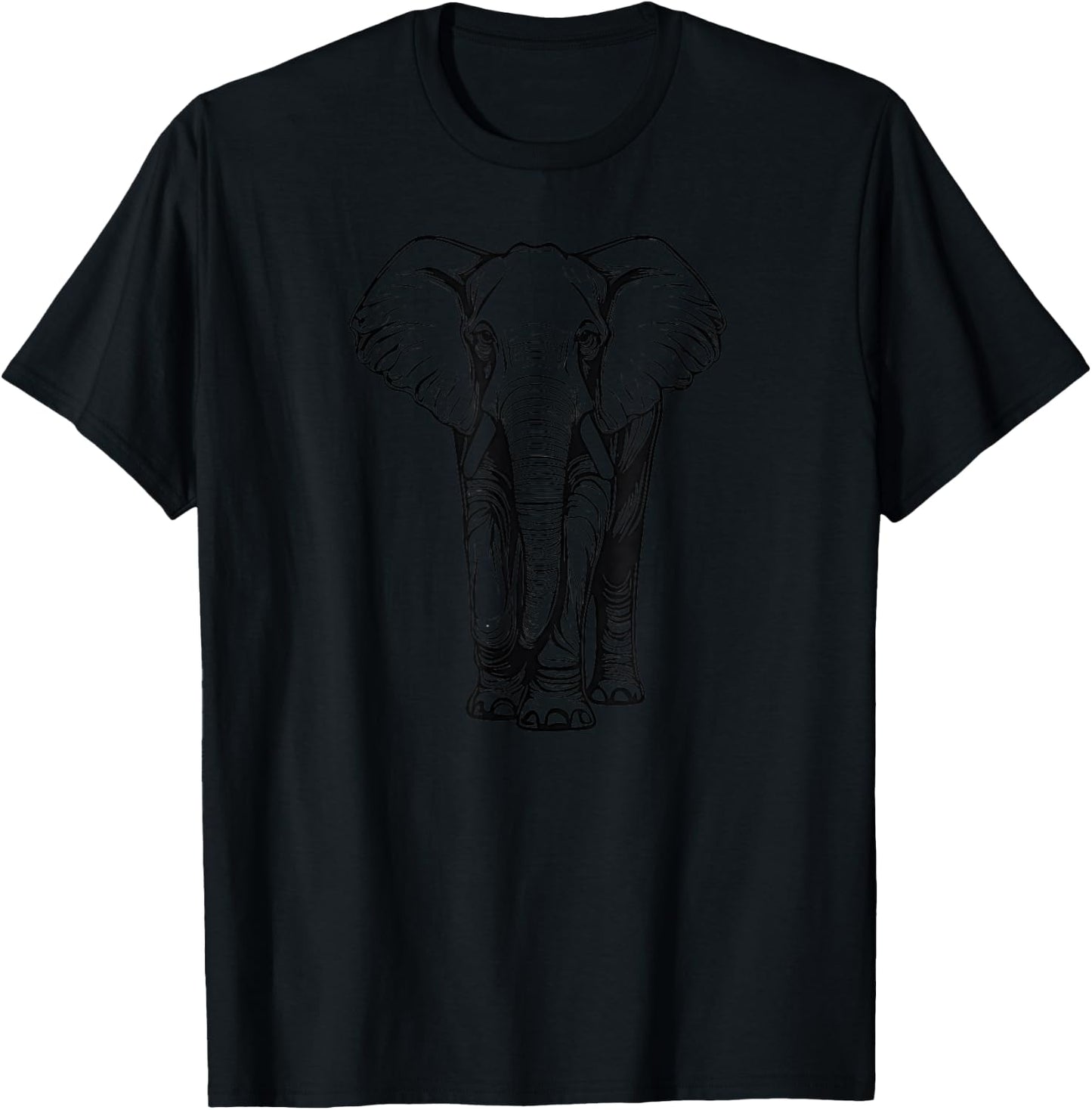 Cute Elephant, simple line drawing, conservation T-Shirt - T-Shirt | Black