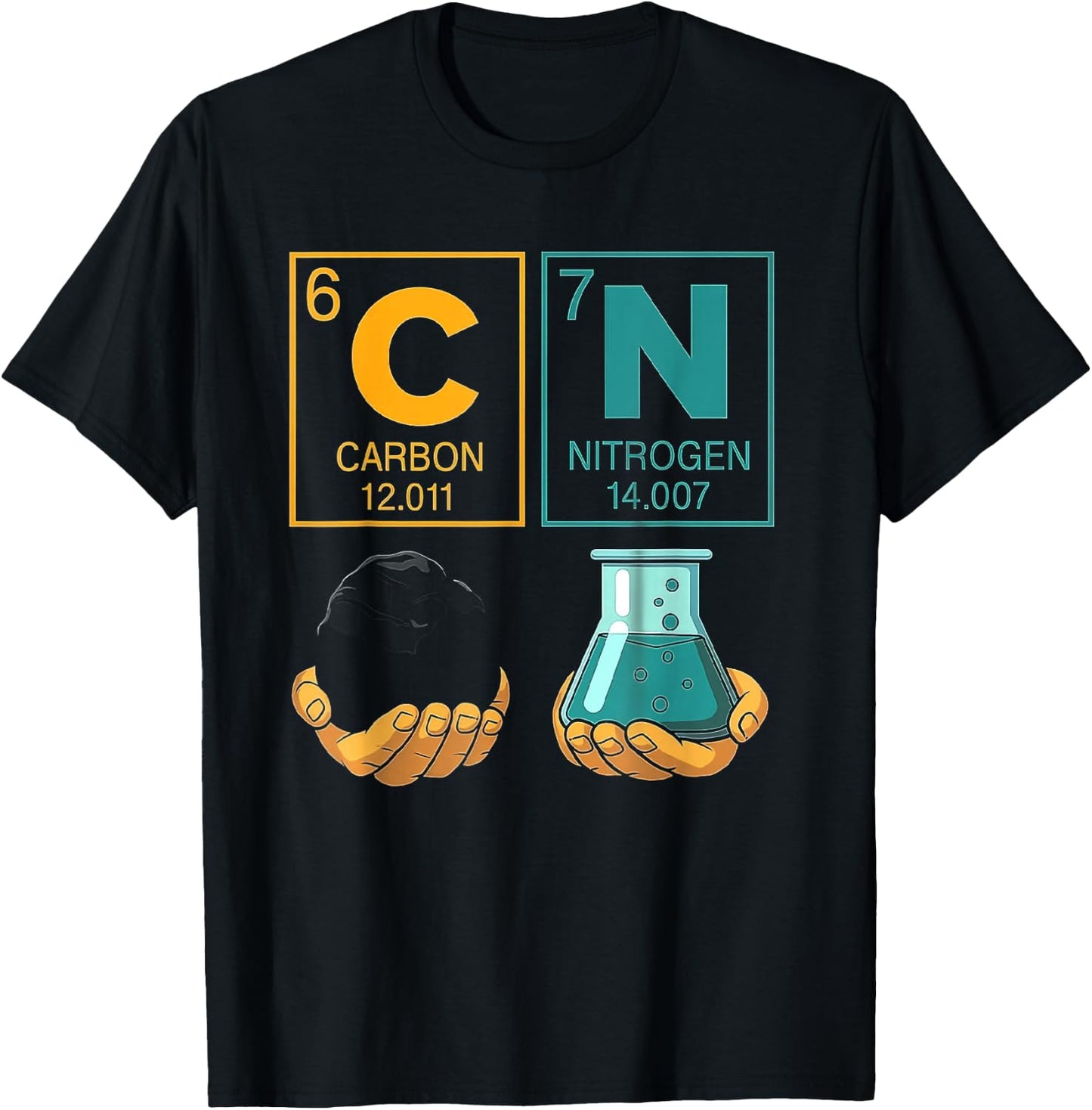 Chemistry Prediotic Table Elements Carbon Nitrogen Lover T-Shirt - T-Shirt | Black