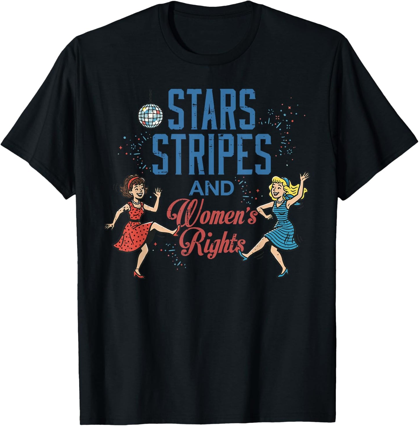 4th of July Stars Stripes Rights Equality Women Men T-Shirt - T-Shirt | Black