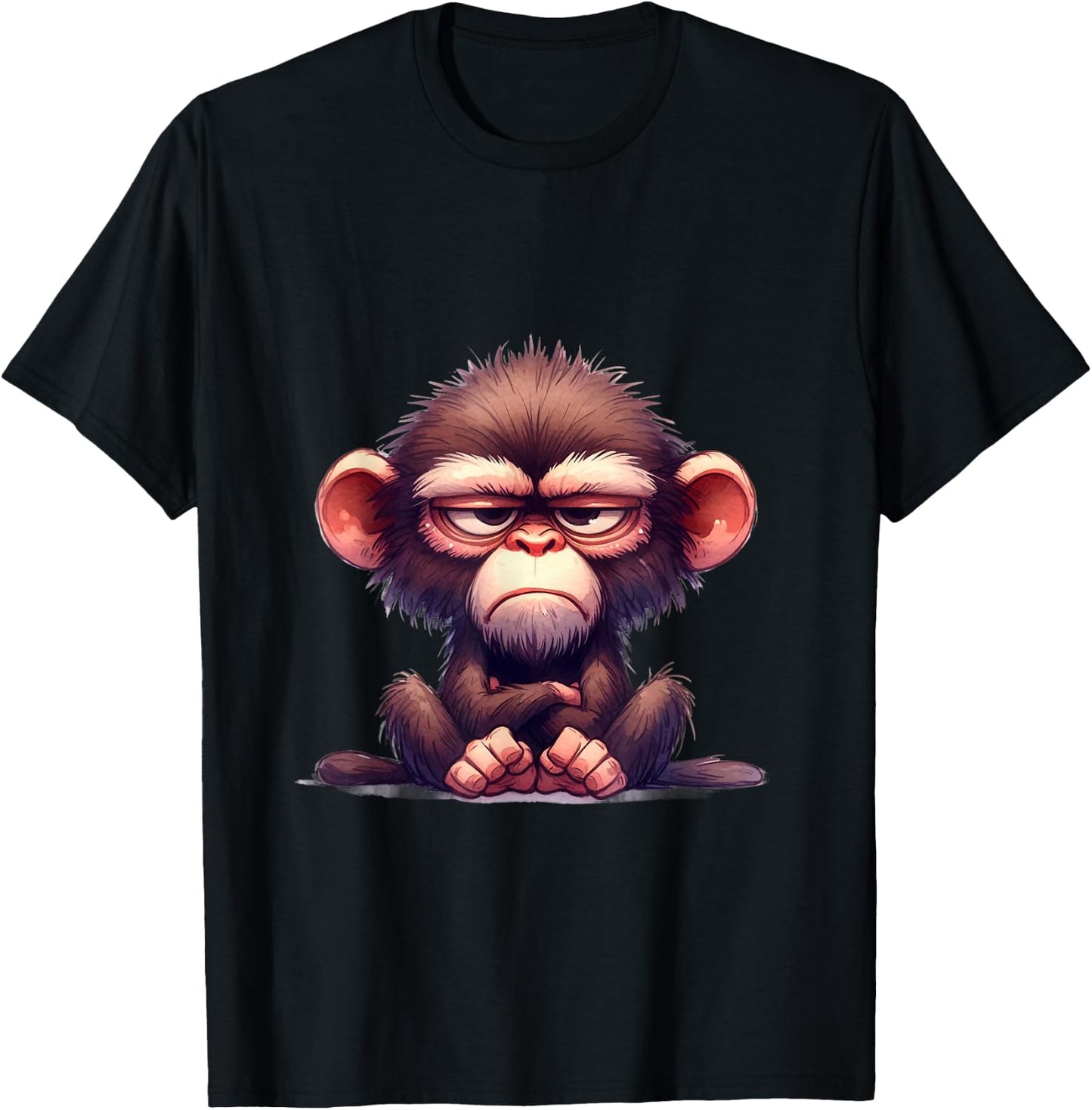 Funny Animals Grumpy Ape Monkey T-Shirt - T-Shirt | Black
