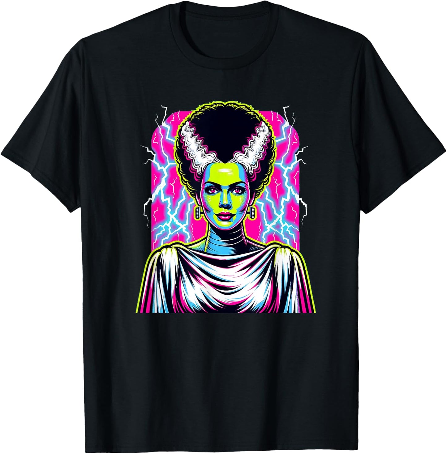 Bride of Frankenstein Bride Vibrant Classic Halloween Horror T-Shirt - T-Shirt | Black