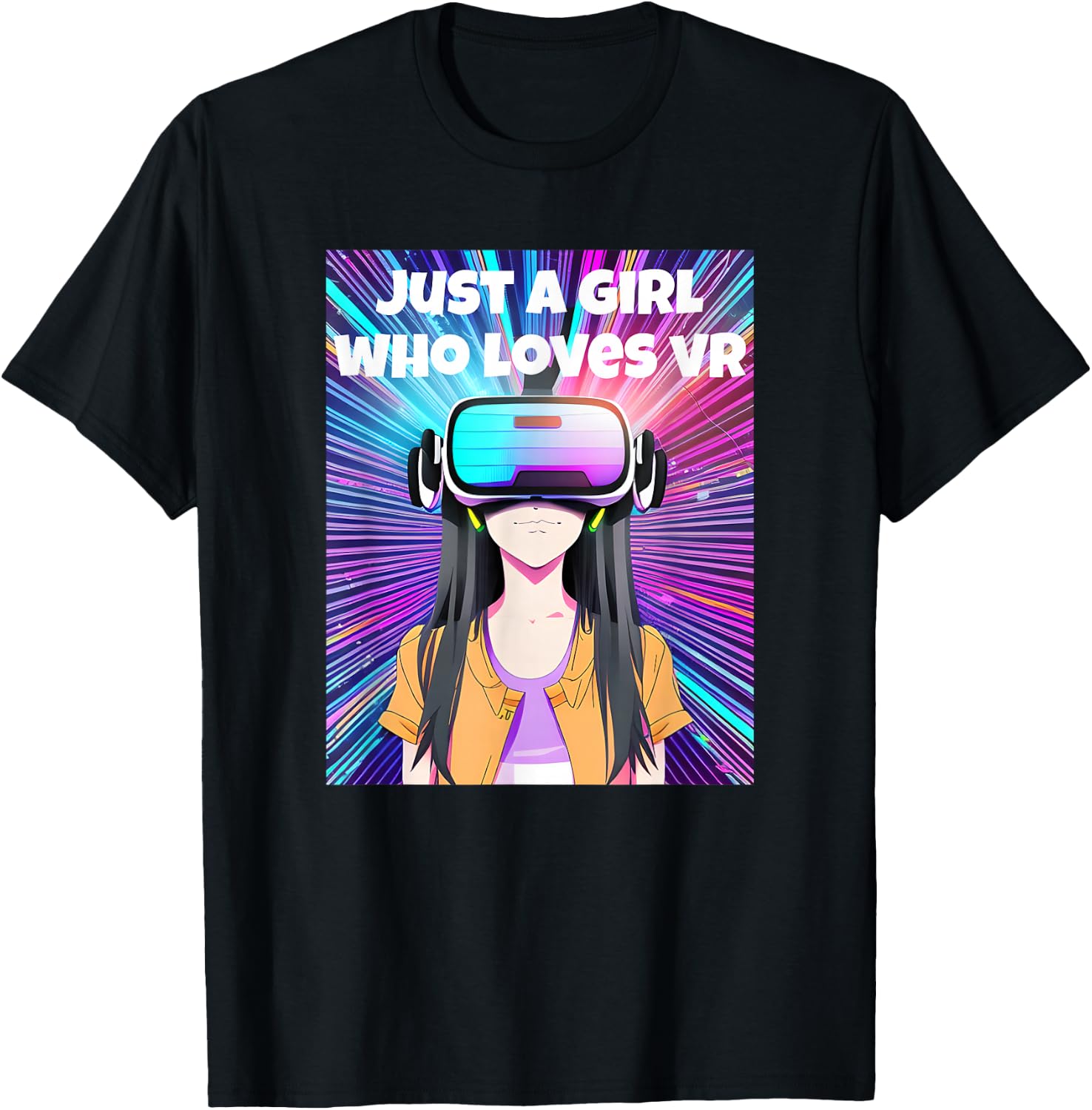 Just a Girl Who Loves VR Virtual Reality Anime Fun T-Shirt - T-Shirt | Black