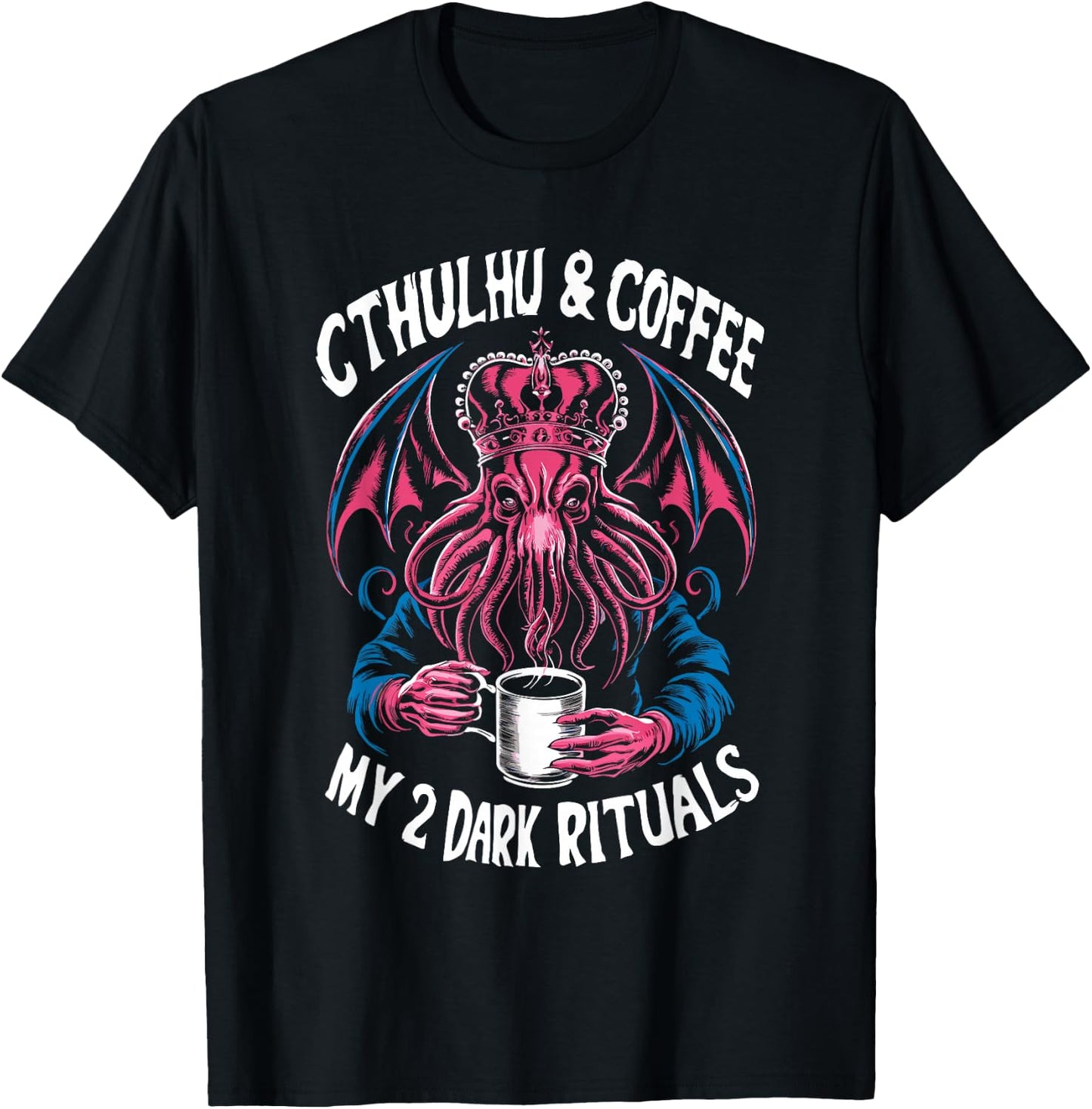 Cthulhu & Caffeine Dark Passions, Vintage Cthulhu Coffee T-Shirt - T-Shirt | Black