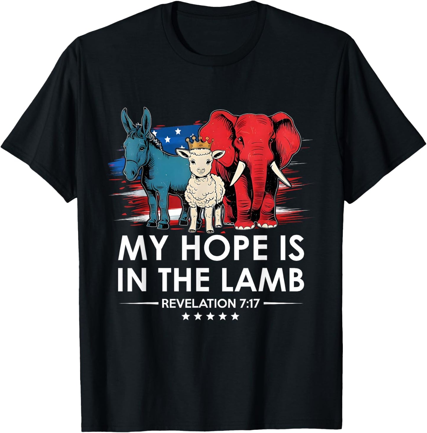My Hope is in the Lamb Elephant Donkey USA Funny Scripture T-Shirt - T-Shirt | Black
