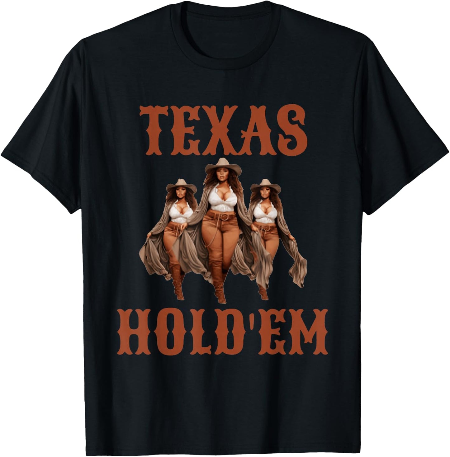 Texas Hold em African American Cowgirl T-Shirt - T-Shirt | Black